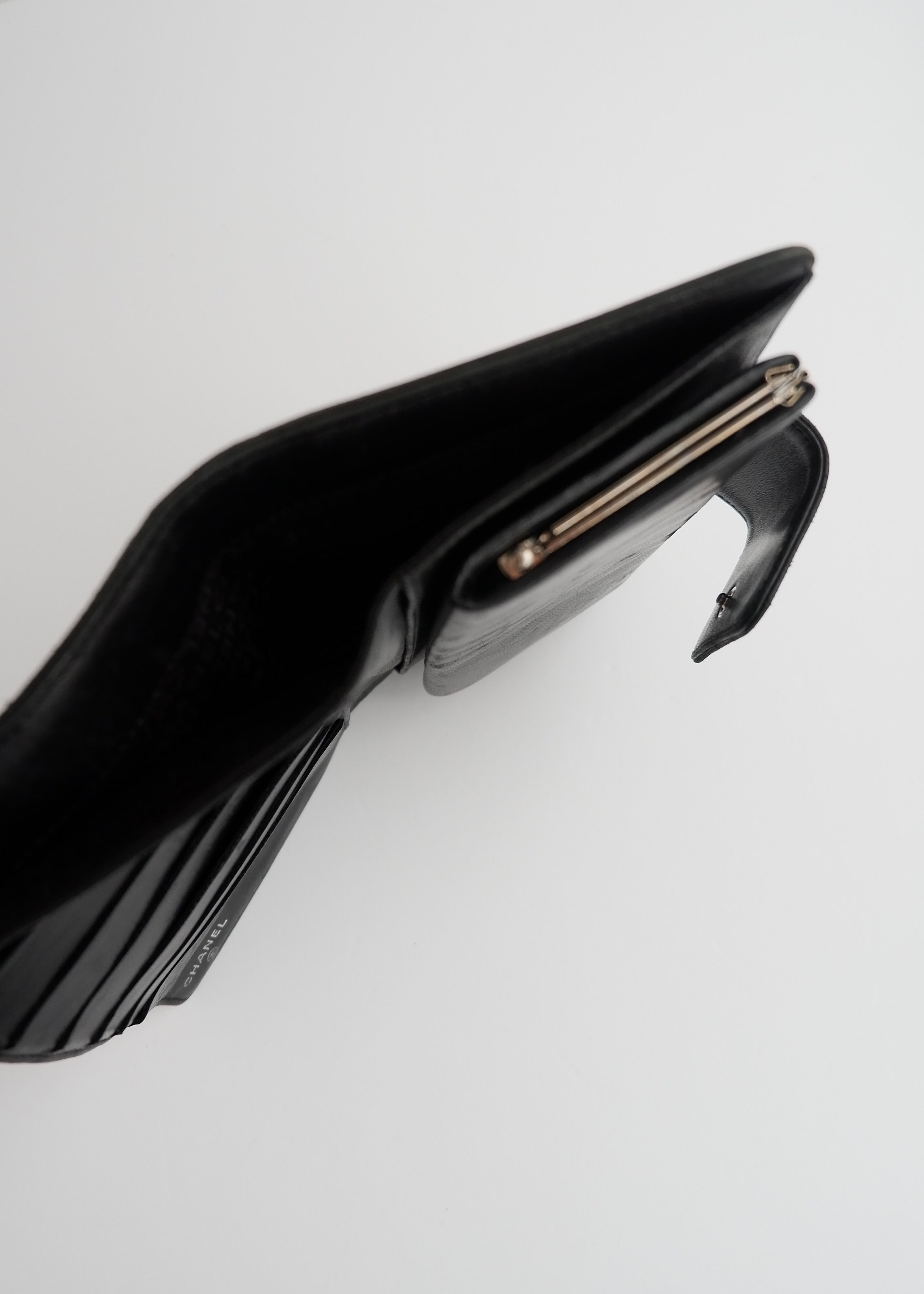 Authentic Preowned Chanel Black Lambskin Long Fold Wallet