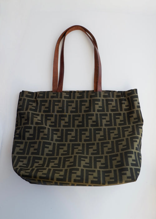 Authentique Sac Cabas Fendi Zucca en Toile Marron d'Occasion