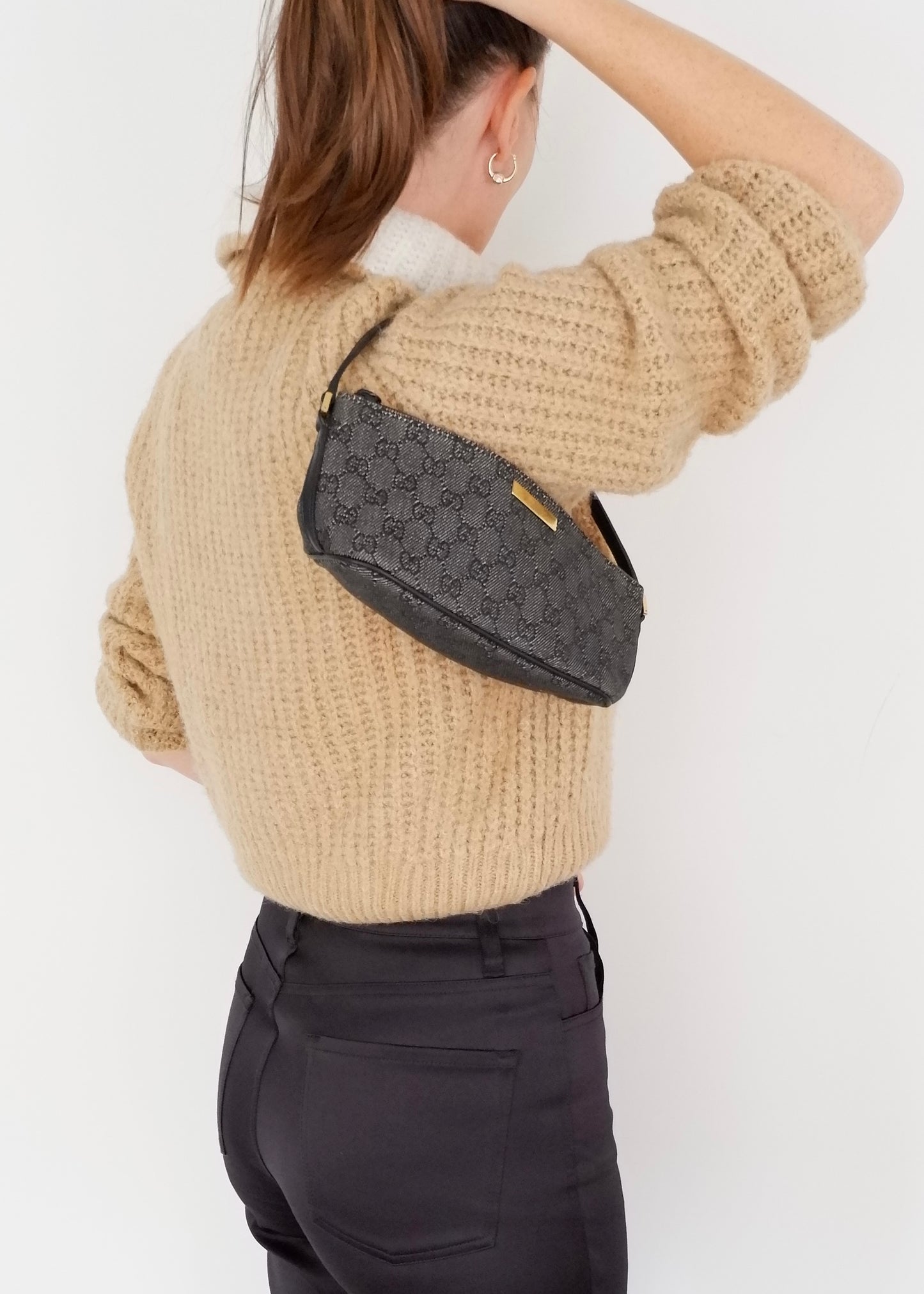 Authentic Preowned Gucci Black GG Canvas Boat Pochette