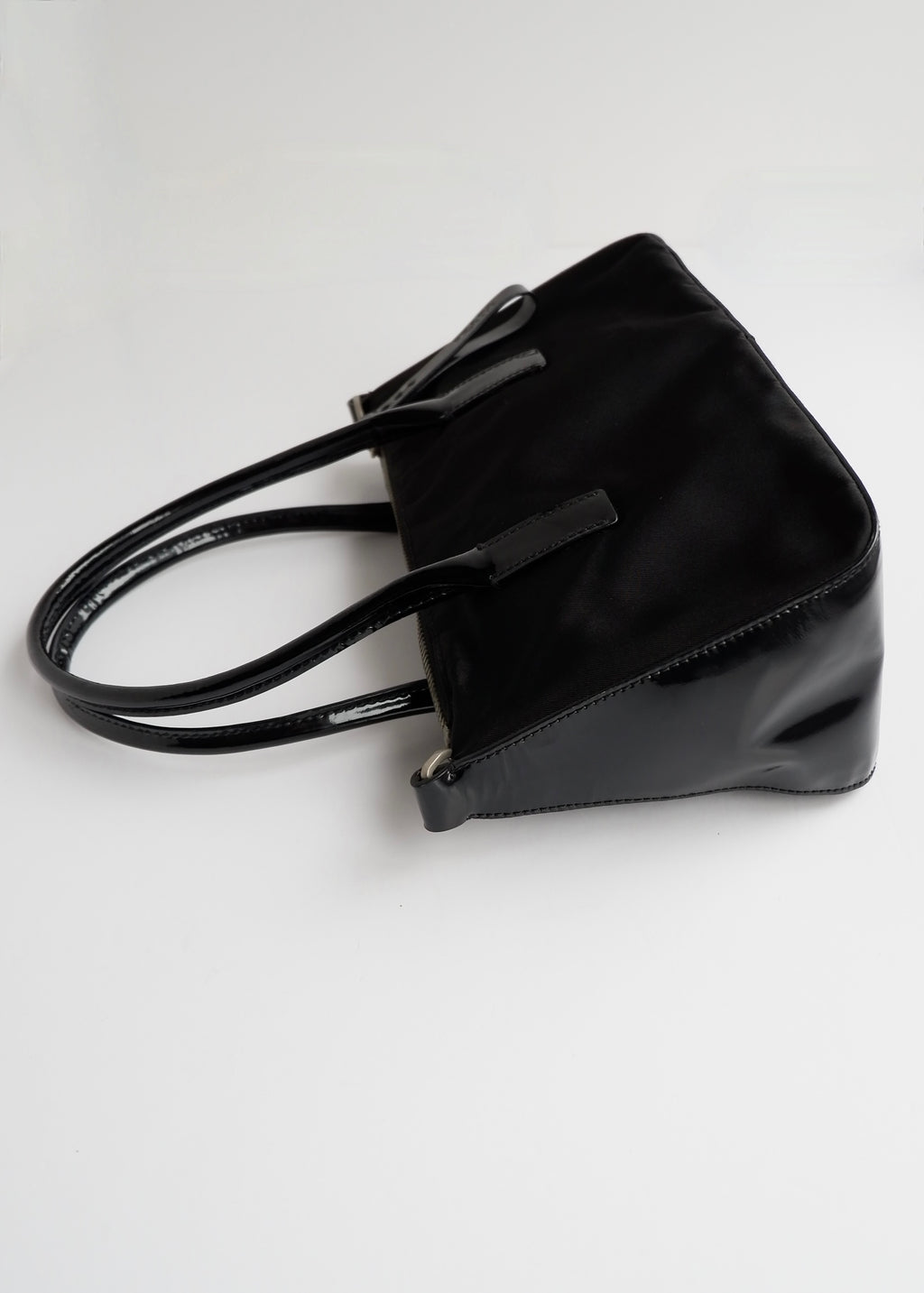 Preowned Prada Black Nylon/ Patent Two Way Bag