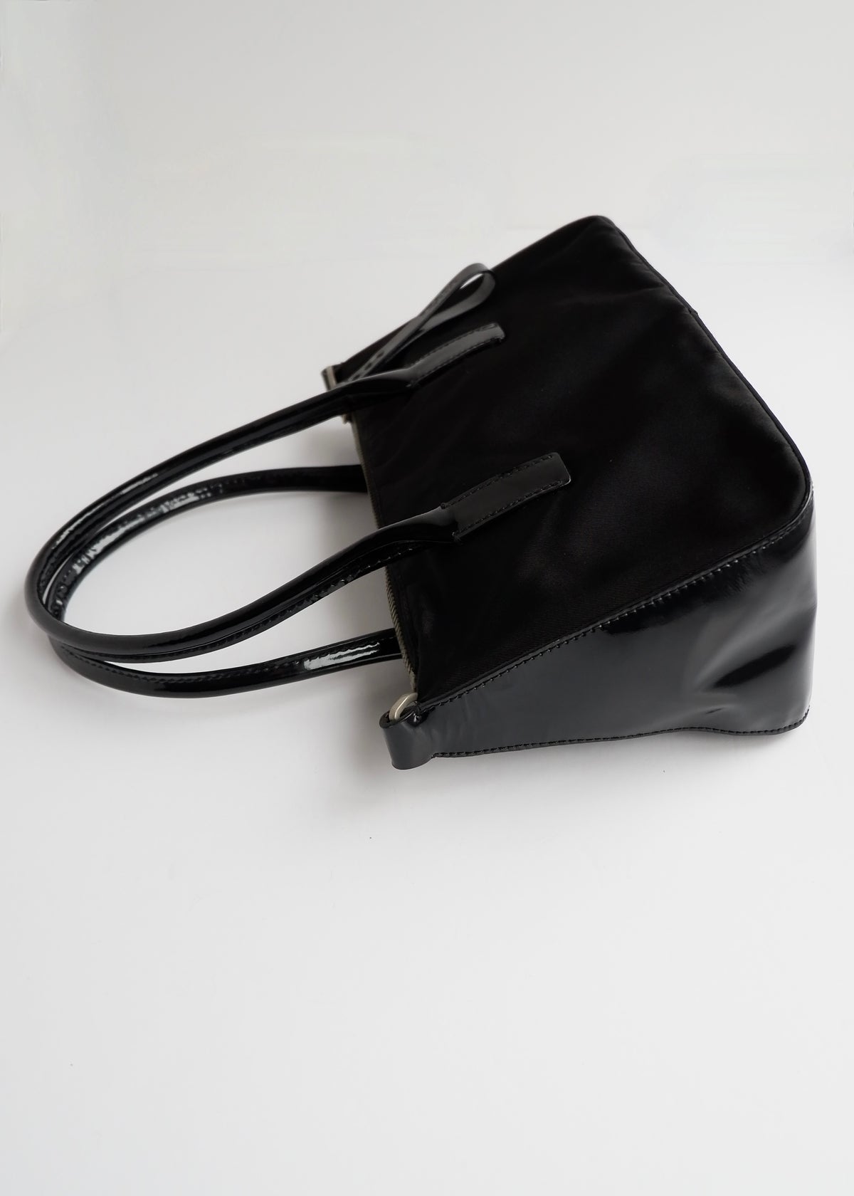 Preowned Prada Black Nylon/ Patent Two Way Bag