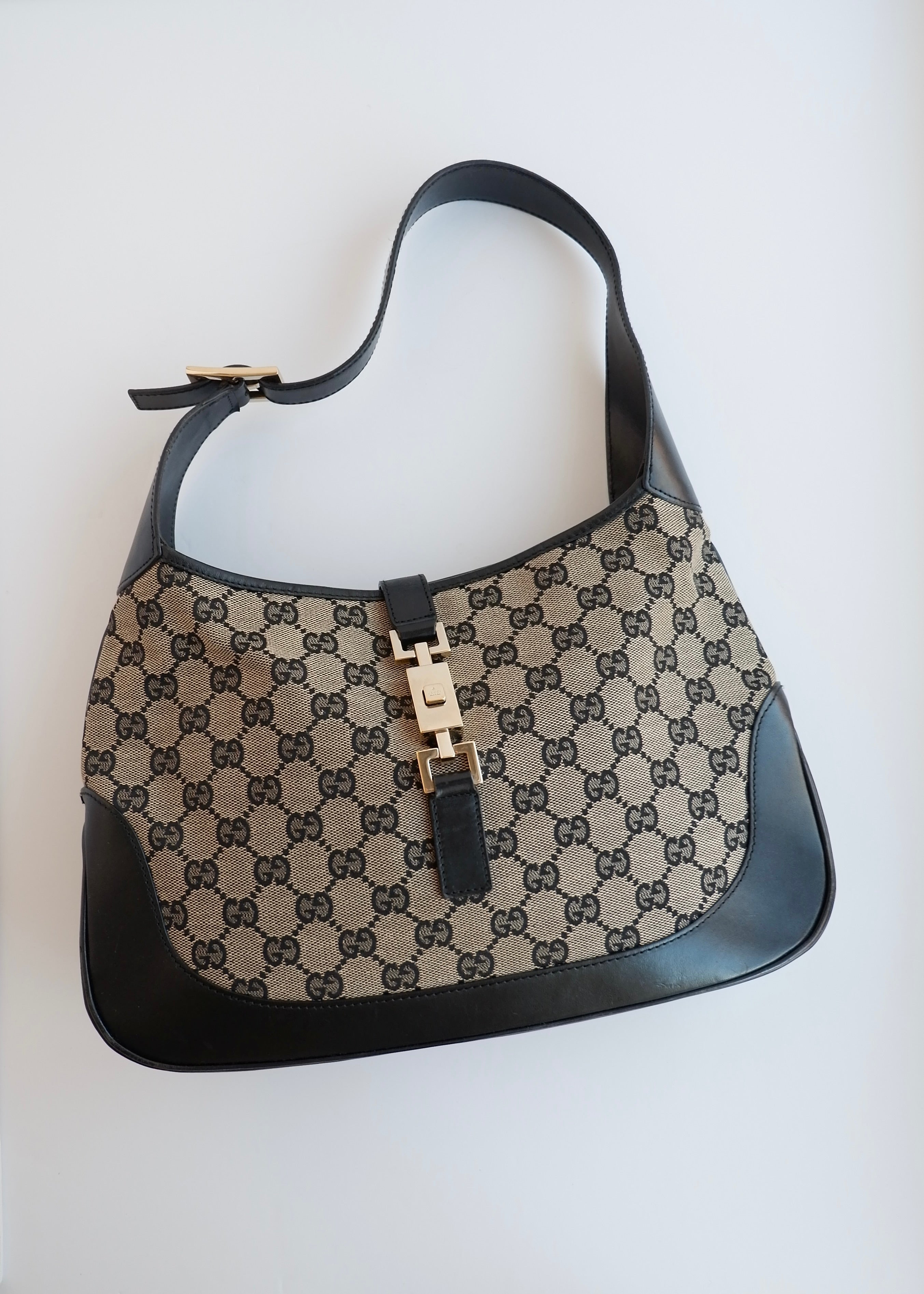 Authentic Preowned Gucci Black GG Canvas Jackie Shoulder Bag