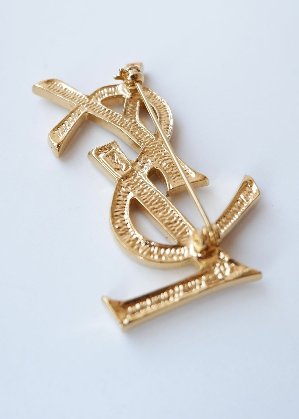 Preowned Vintage YSL Gold-Tone Gemstone Brooch