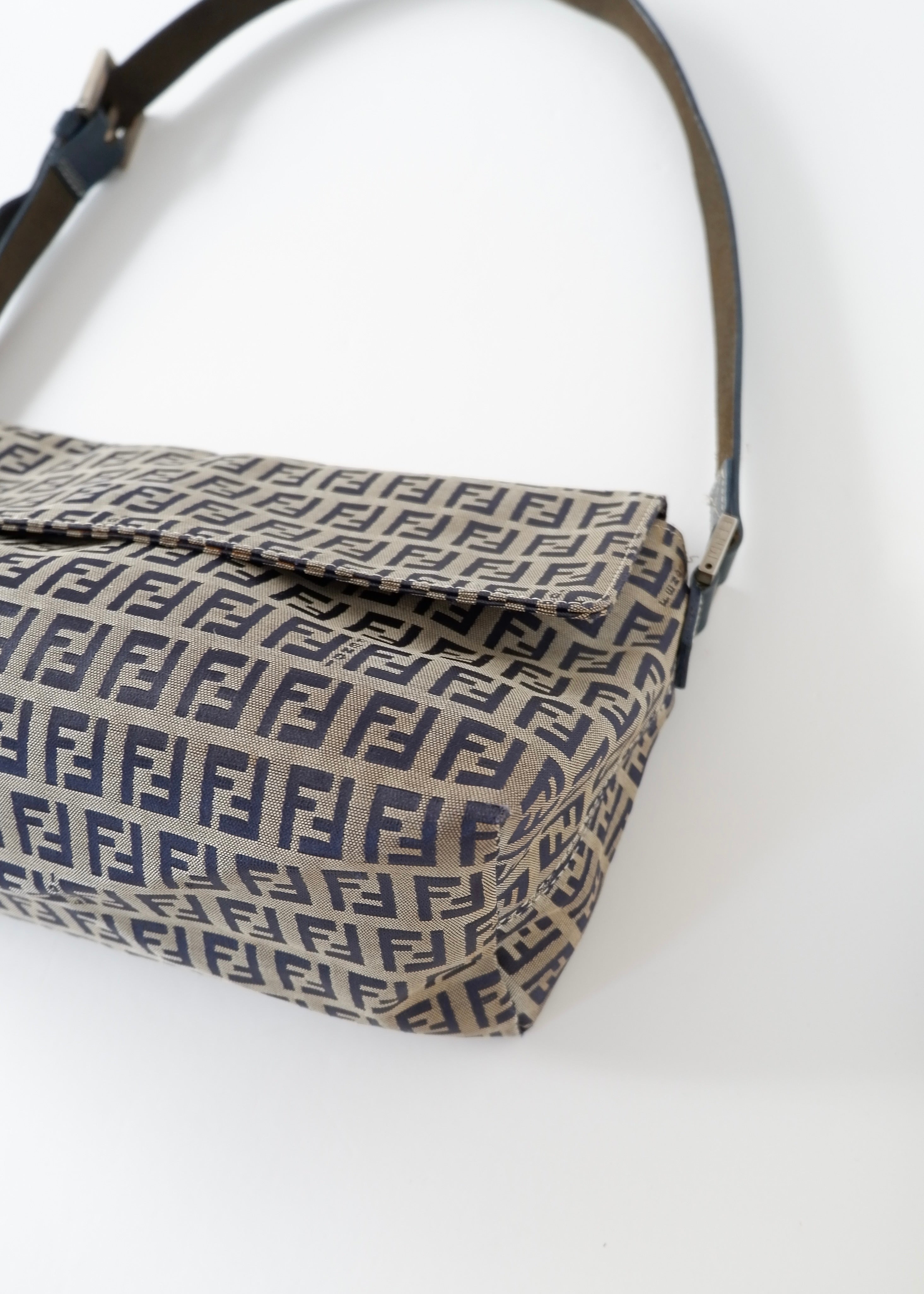 Authentic Preowned Vintage Fendi Navy Blue Zucchino Shoulder Bag