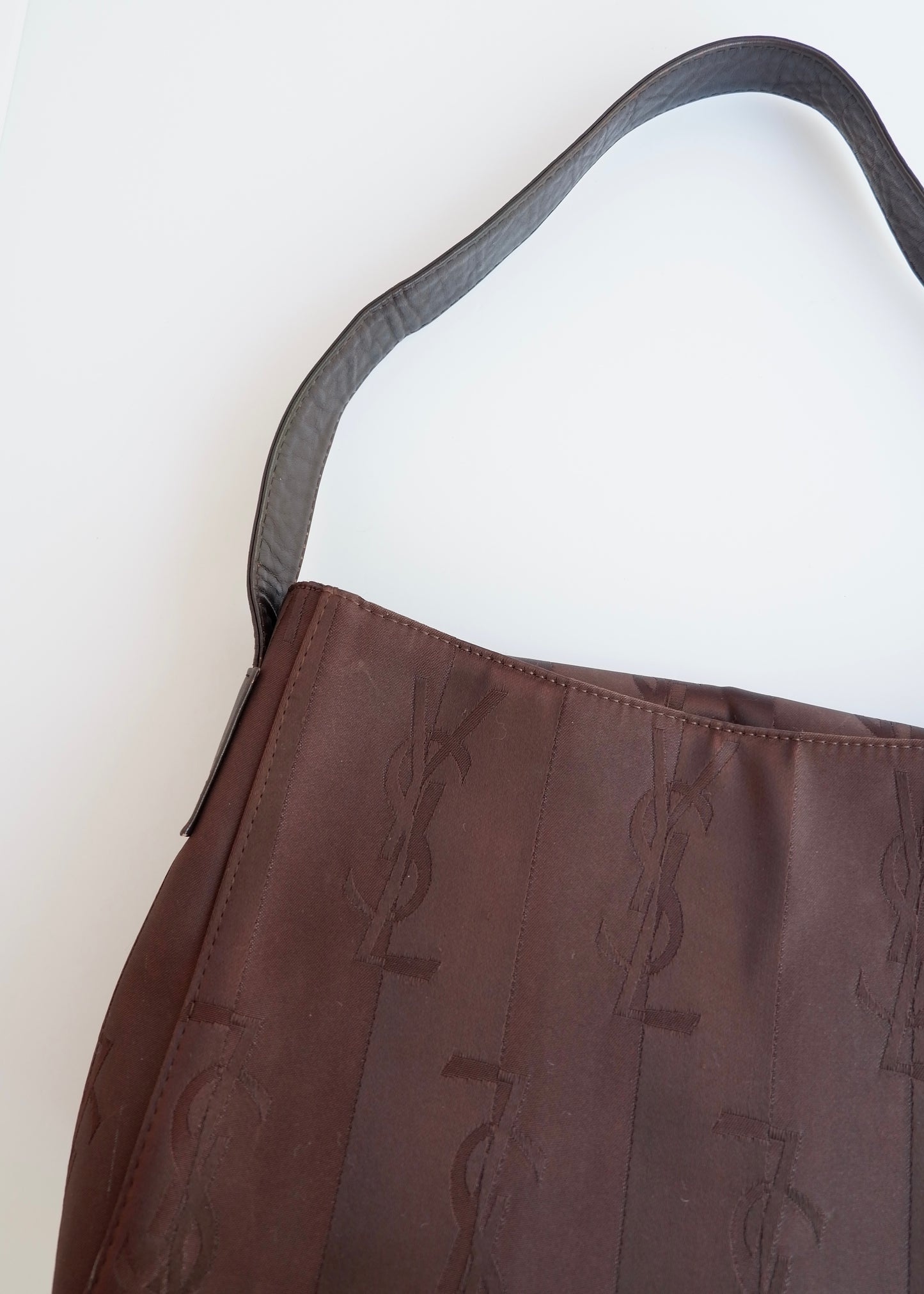 Authentic Preowned Vintage YSL Brown Nylon/ Leather Shoulder Bag