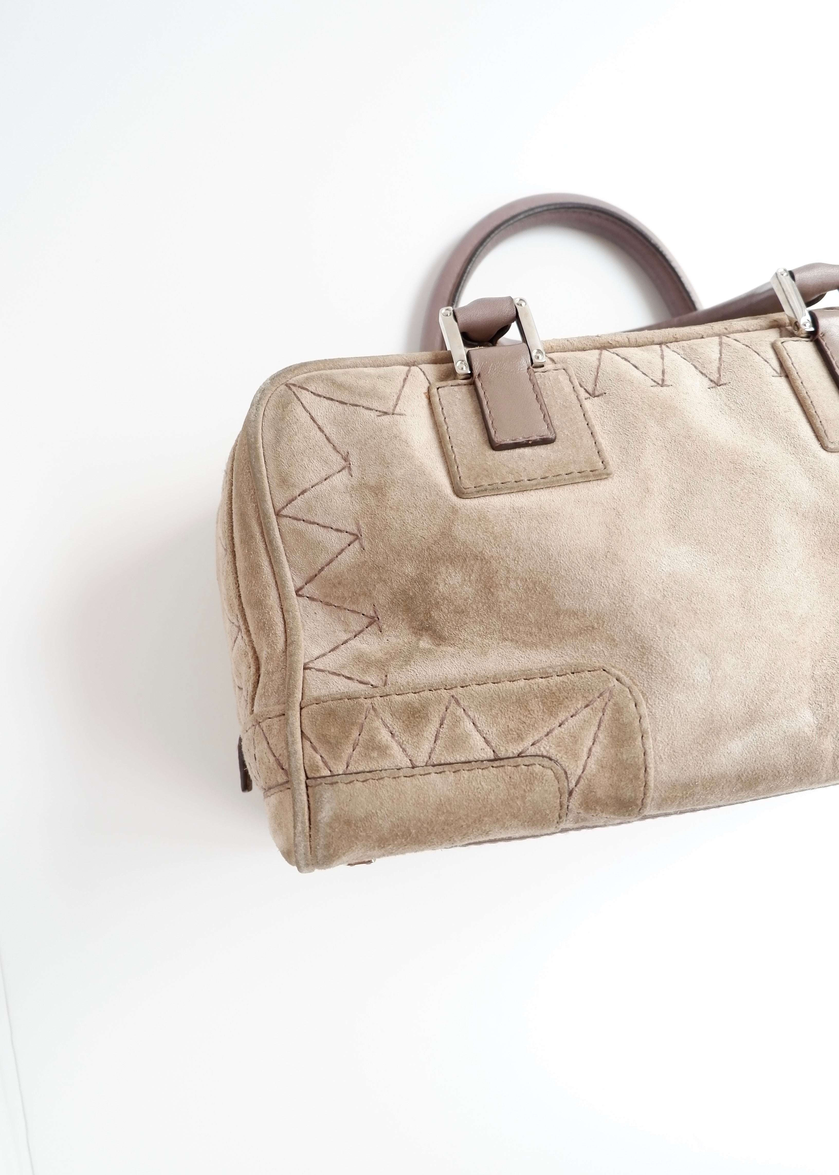 Sac à main Loewe Amazona en daim gris authentique d'occasion