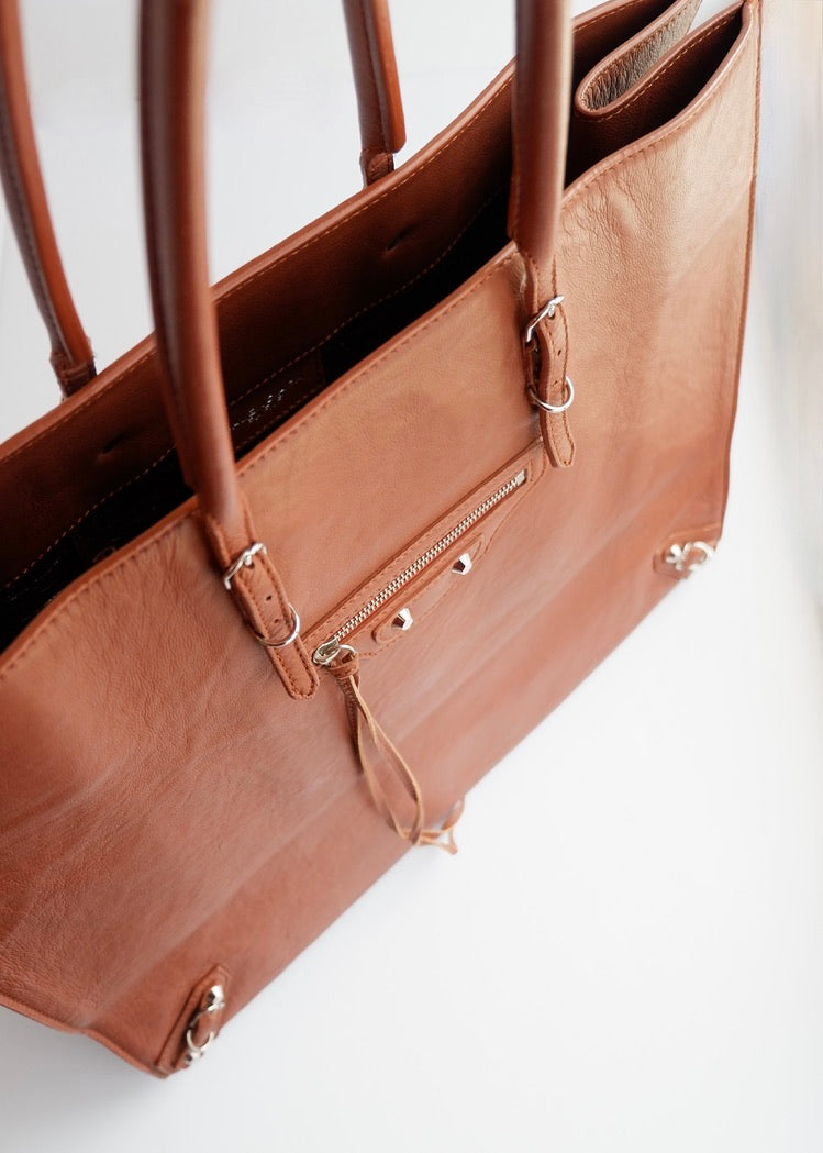 Authentic Preowned Balenciaga Brown Leather Large City Tote Bag