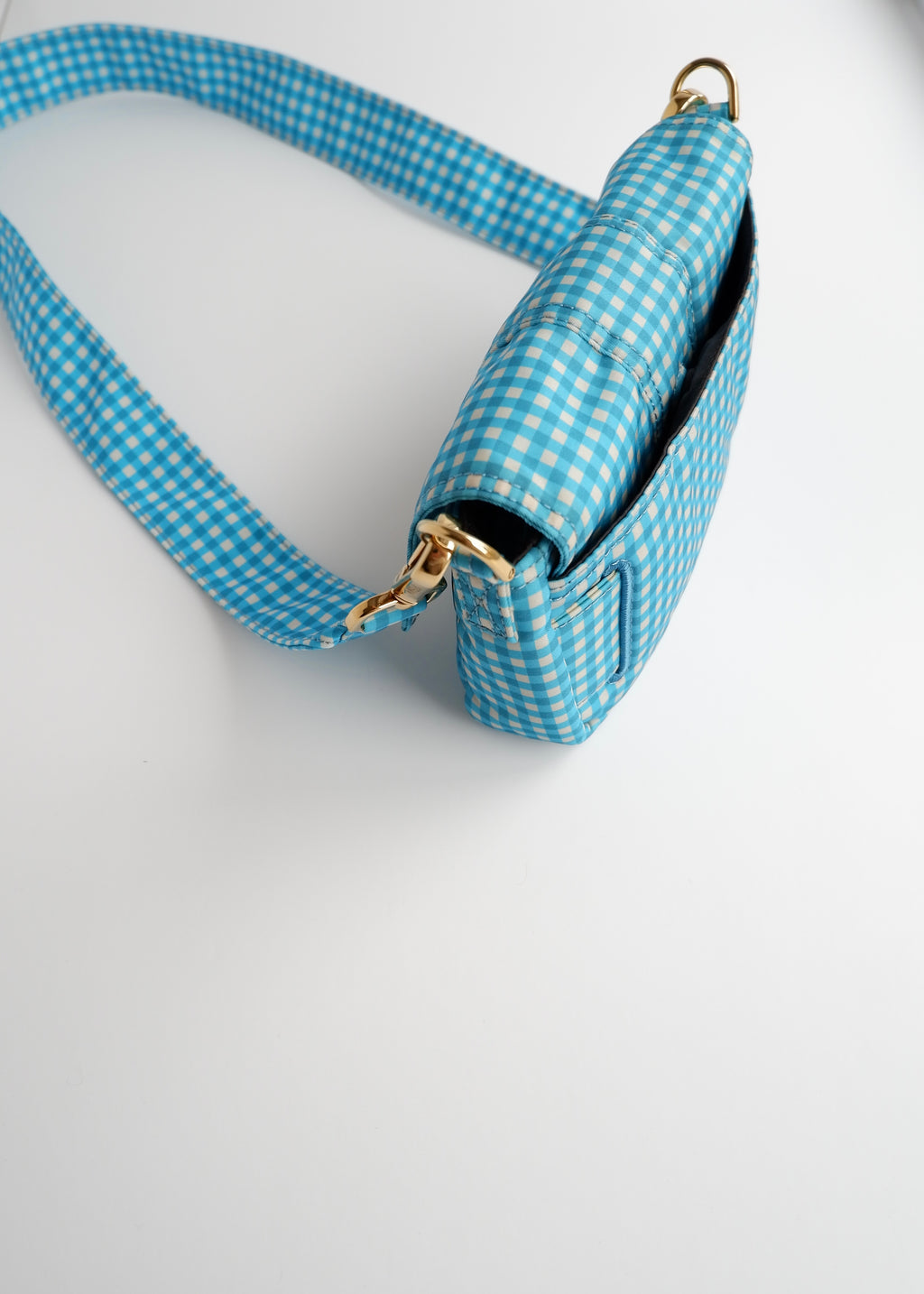 Authentic Preowned Fendi Blue Gingham Nylon Two Way Bag