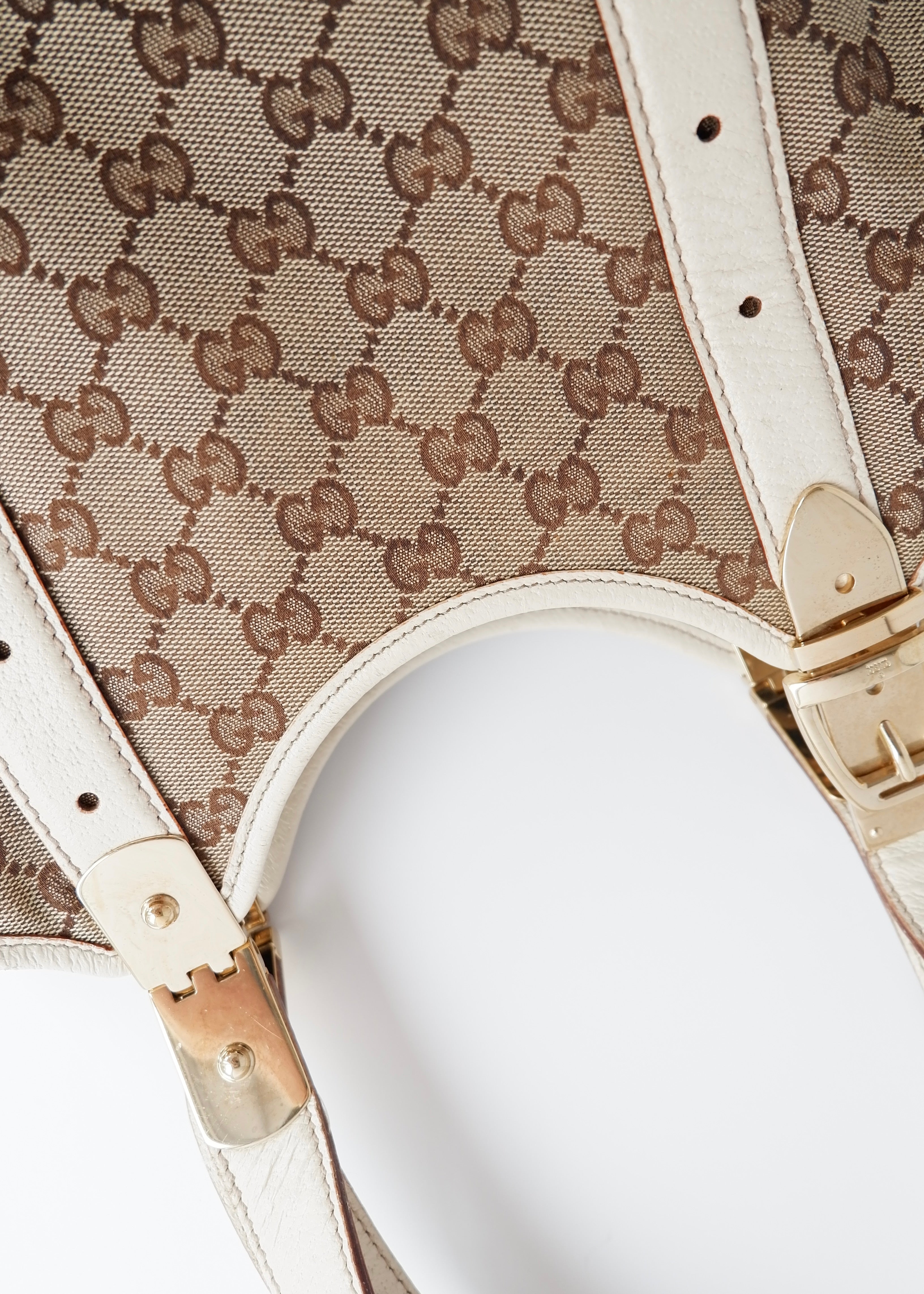 Authentic Preowned Gucci White GG Canvas/Leather Small Shoulder Bag