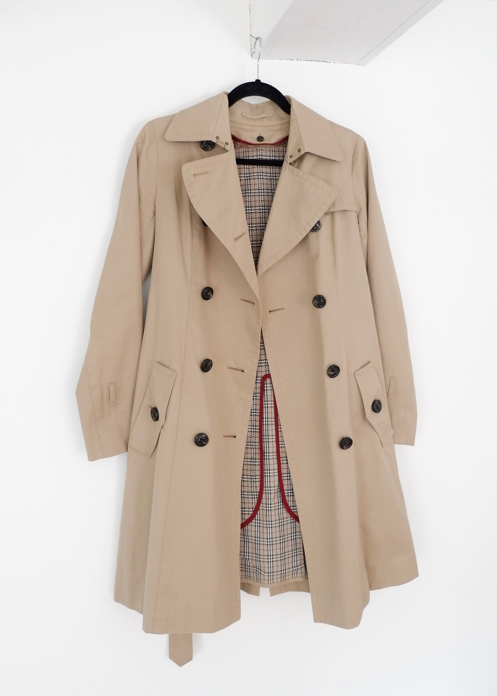 Trench-coat mi-long beige Burberry d'occasion authentique - T.S