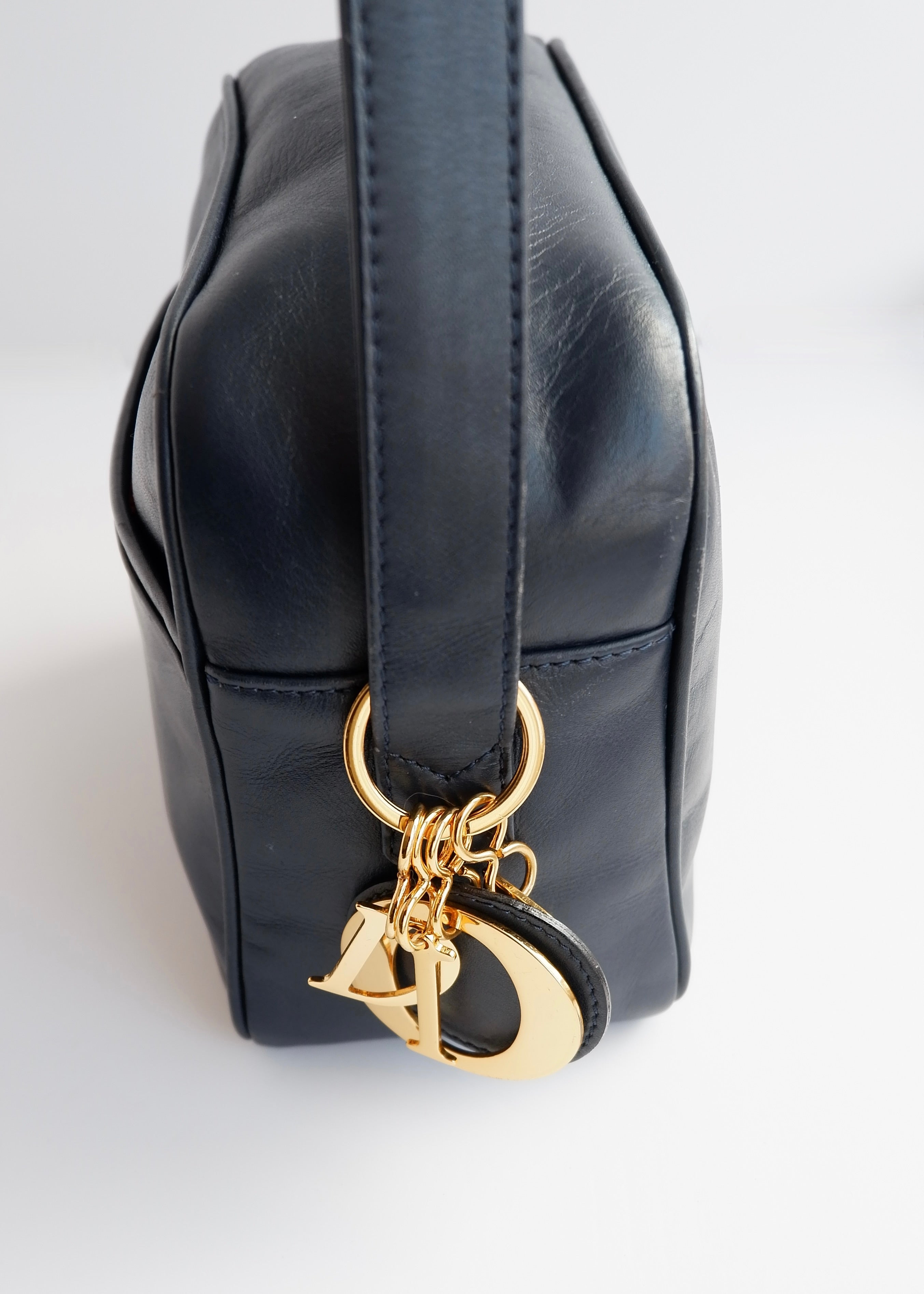 Authentic Preowned Vintage Christian Dior Navy Leather Crossbody Bag