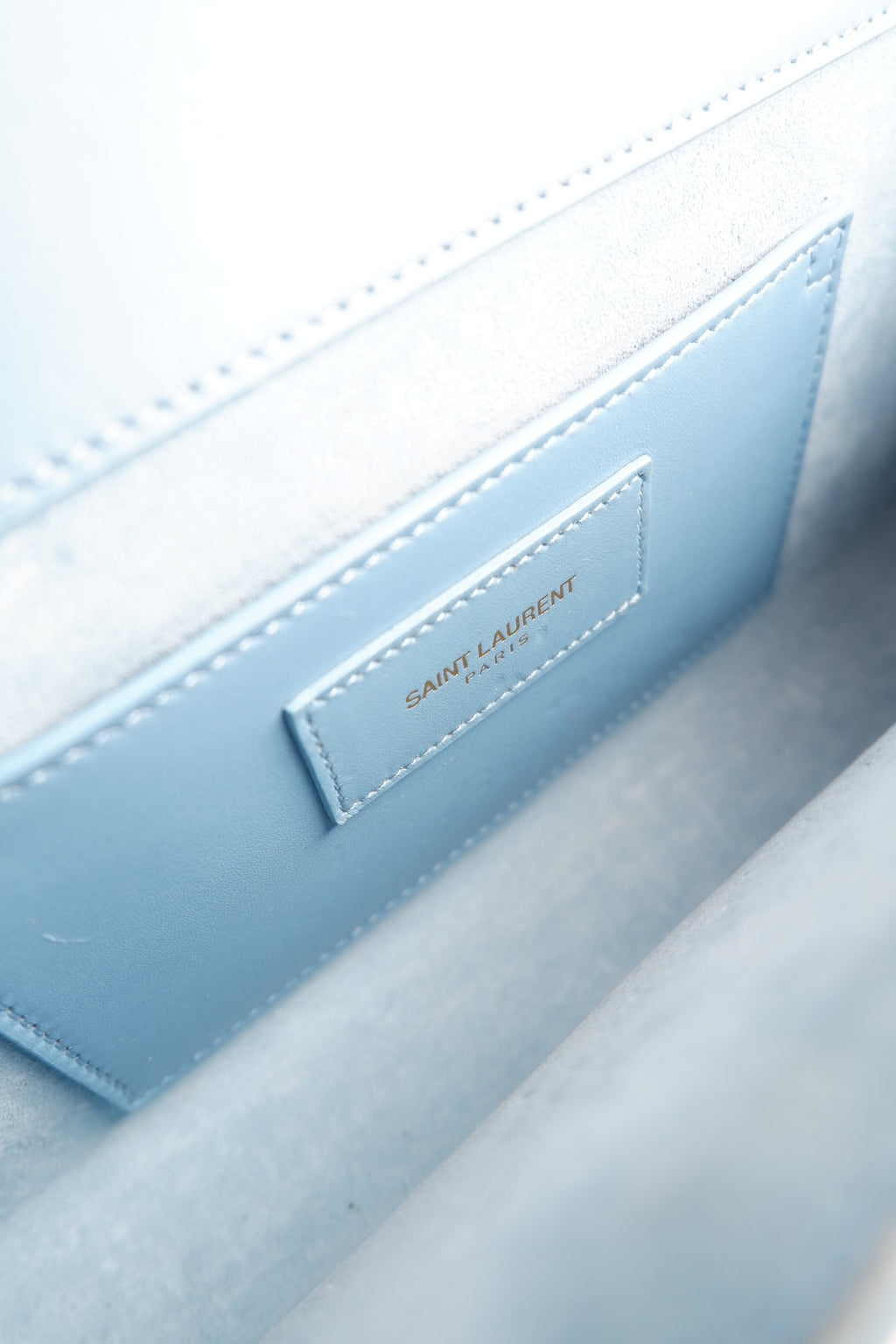 Authentic Preowned Saint Laurent Blue Leather YSL Logo Long Clutch Bag
