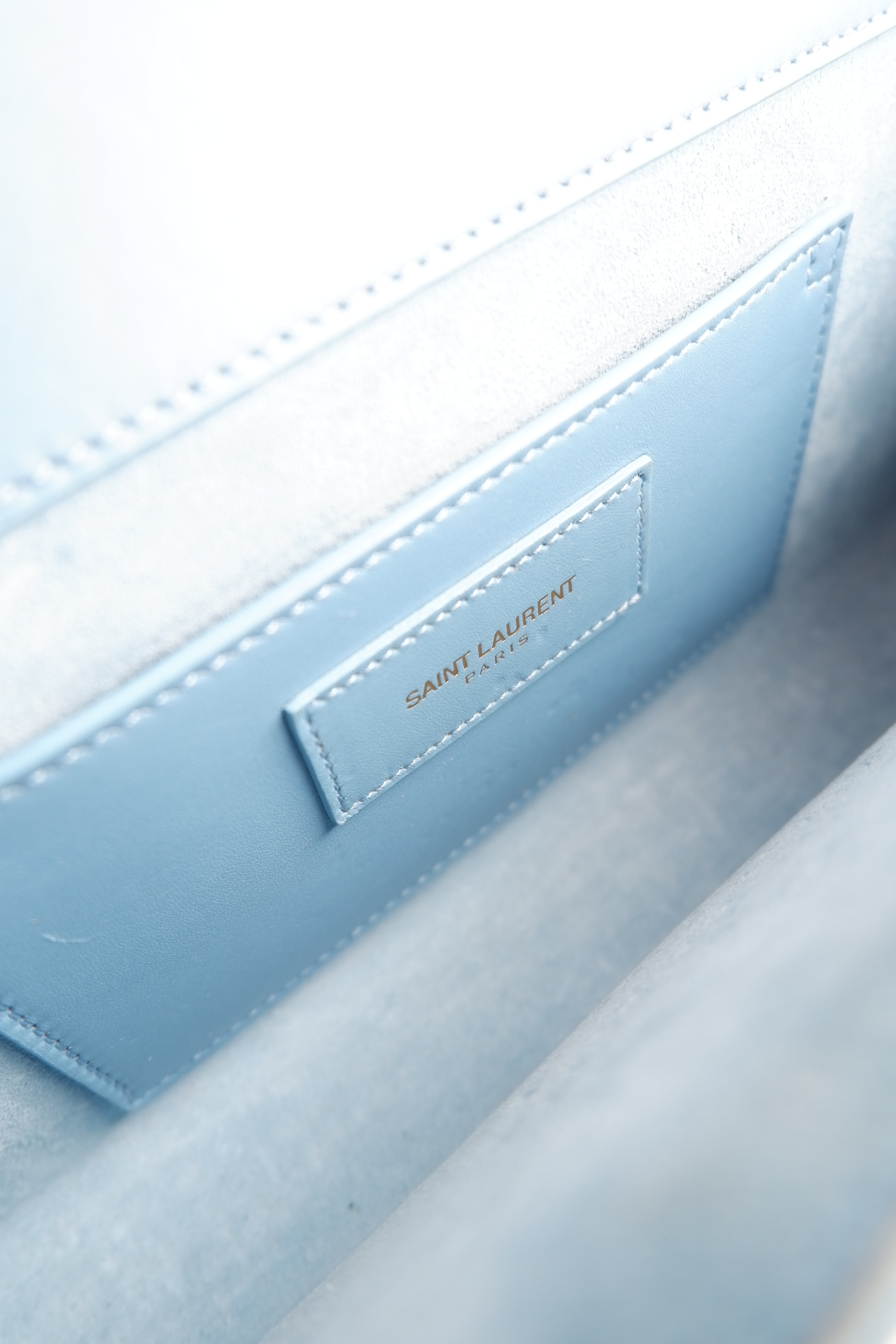 Authentic Preowned Saint Laurent Blue Leather YSL Logo Long Clutch Bag