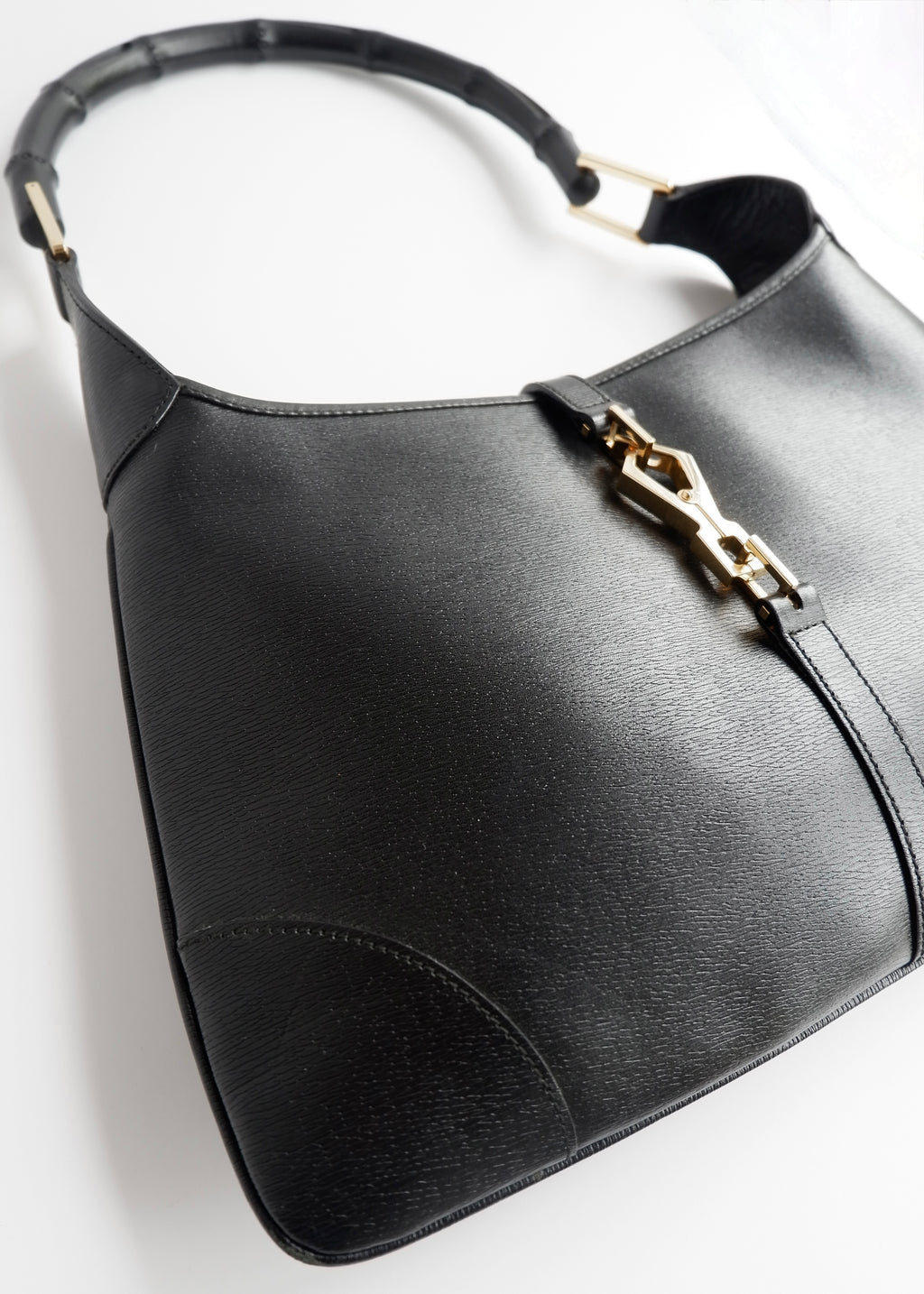 Authentic Preowned Gucci Jackie O Black Leather Bamboo Shoulder Bag