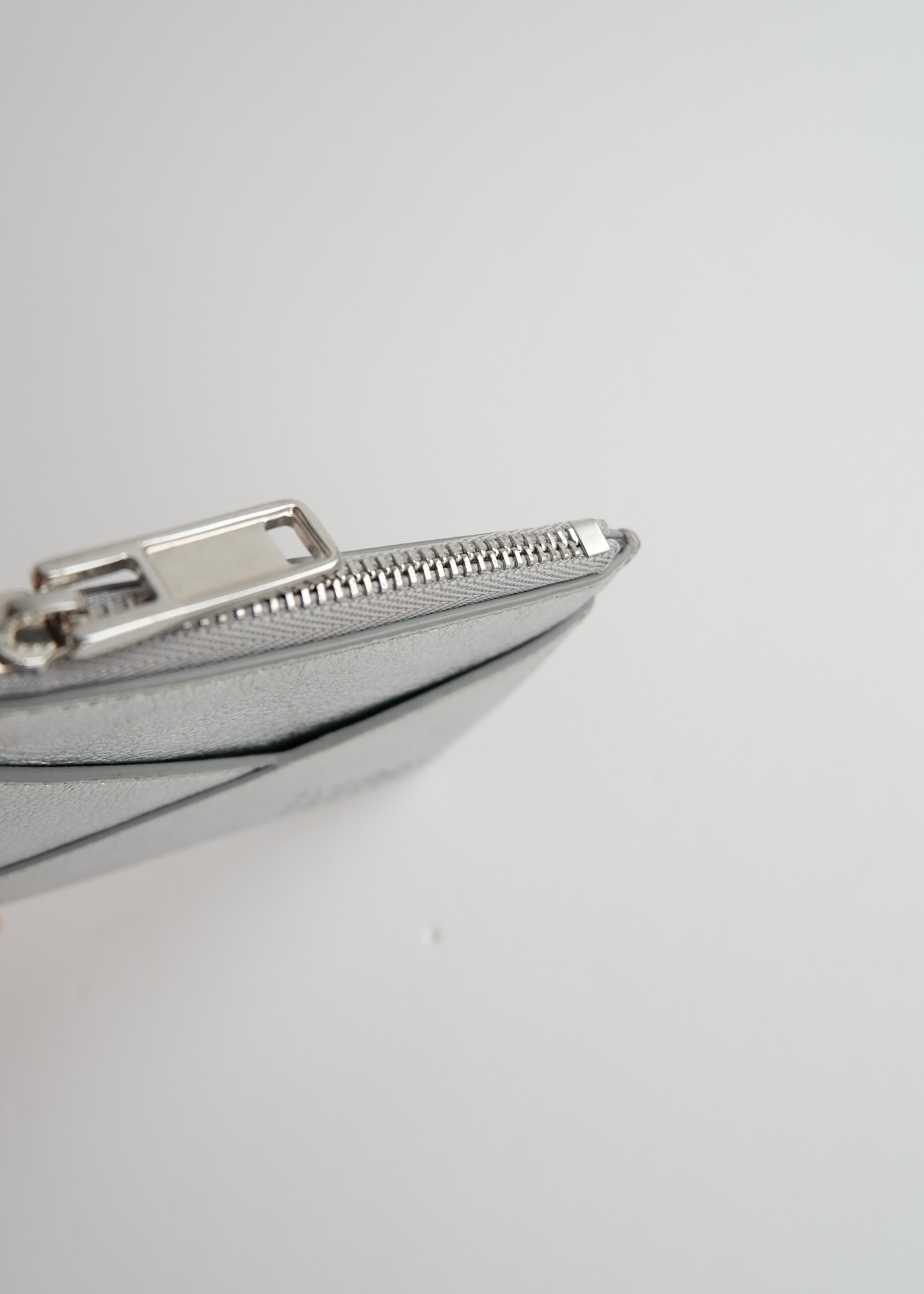 Authentic Preowned Maison Margiela Silver Metalic Leather Card Holder