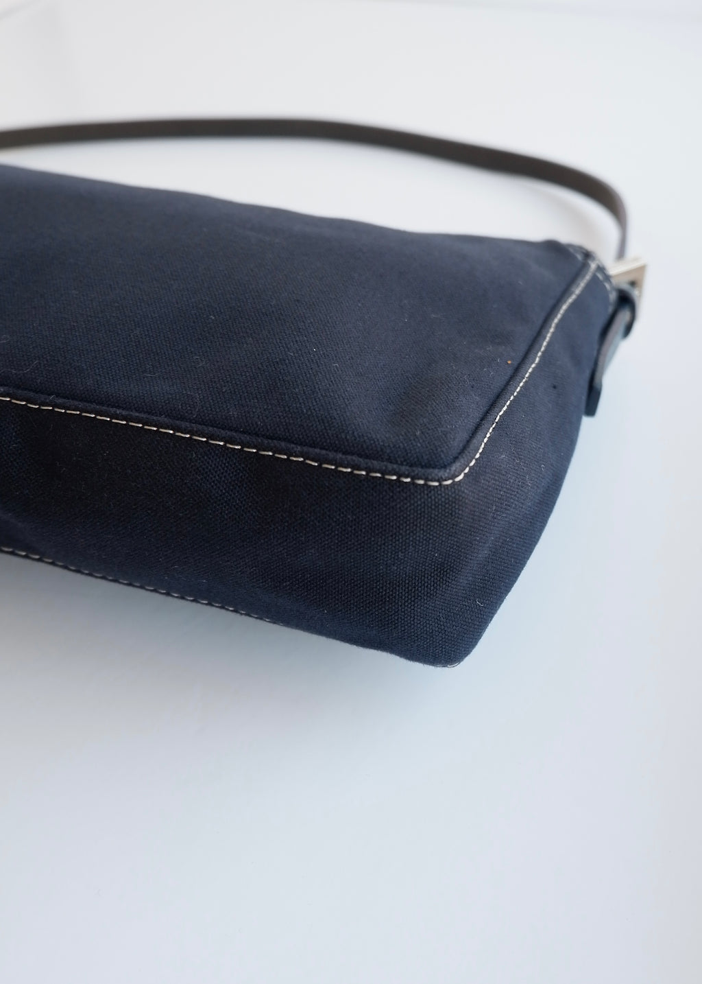 Authentic Preowned Fendi Navy Blue Fabric FF Marble Shoulder Bag
