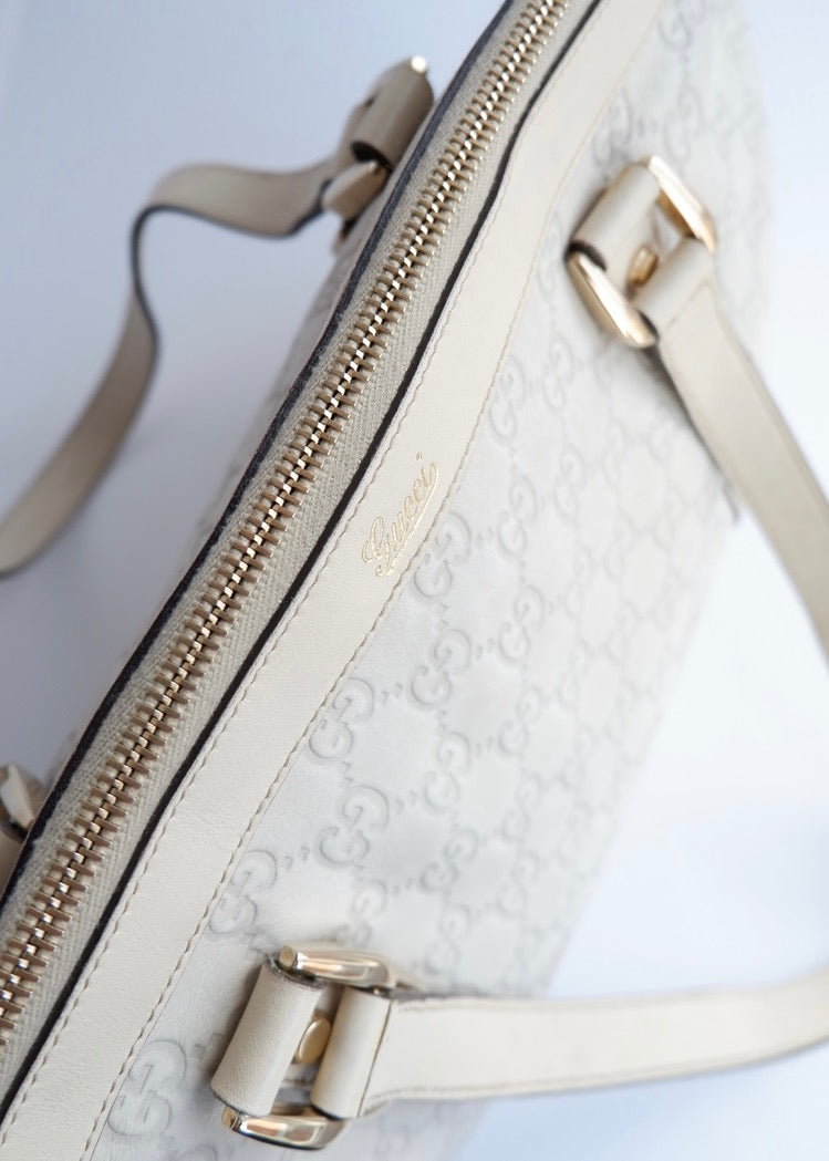 Authentic Preowned Gucci Ivory Leather GG Supreme Shoulder Bag
