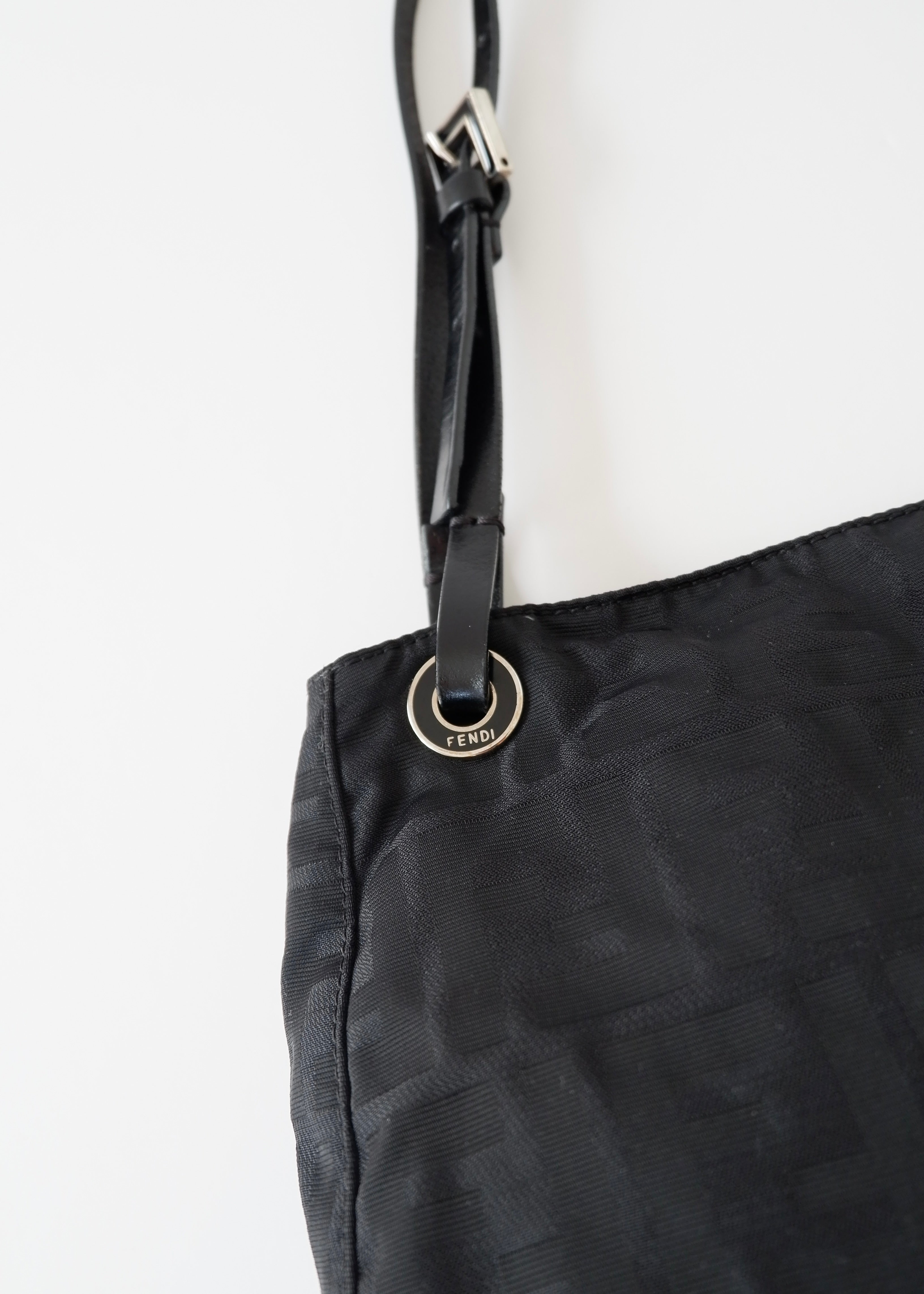 Authentic Preowned Fendi Black Zucca Canvas Shoulder Bag