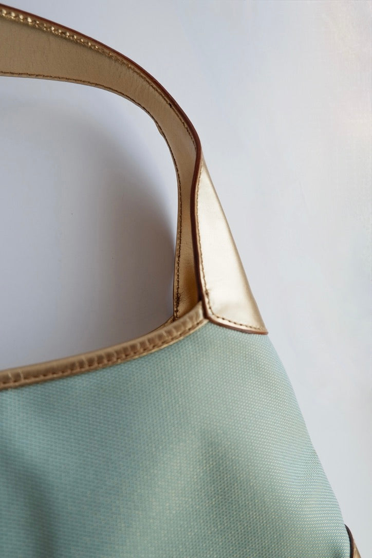 Authentique sac à bandoulière Gucci Jackie bleu/doré d'occasion