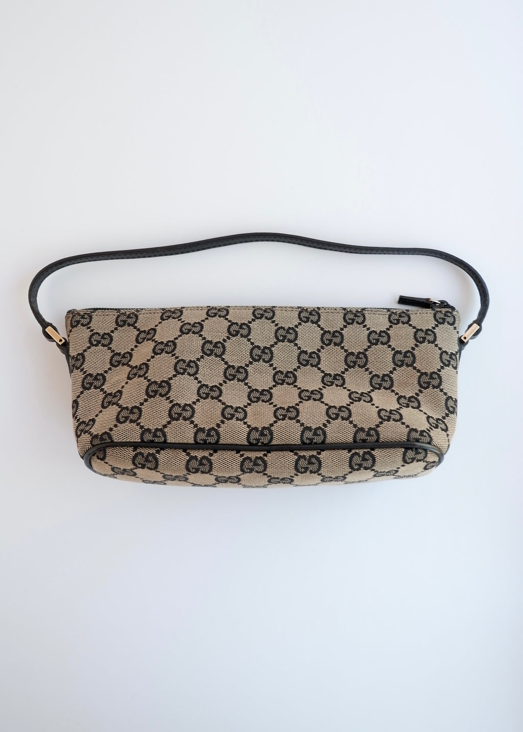 Authentic Preowned Gucci Black GG Canvas Boat Pochette Shoulder Bag