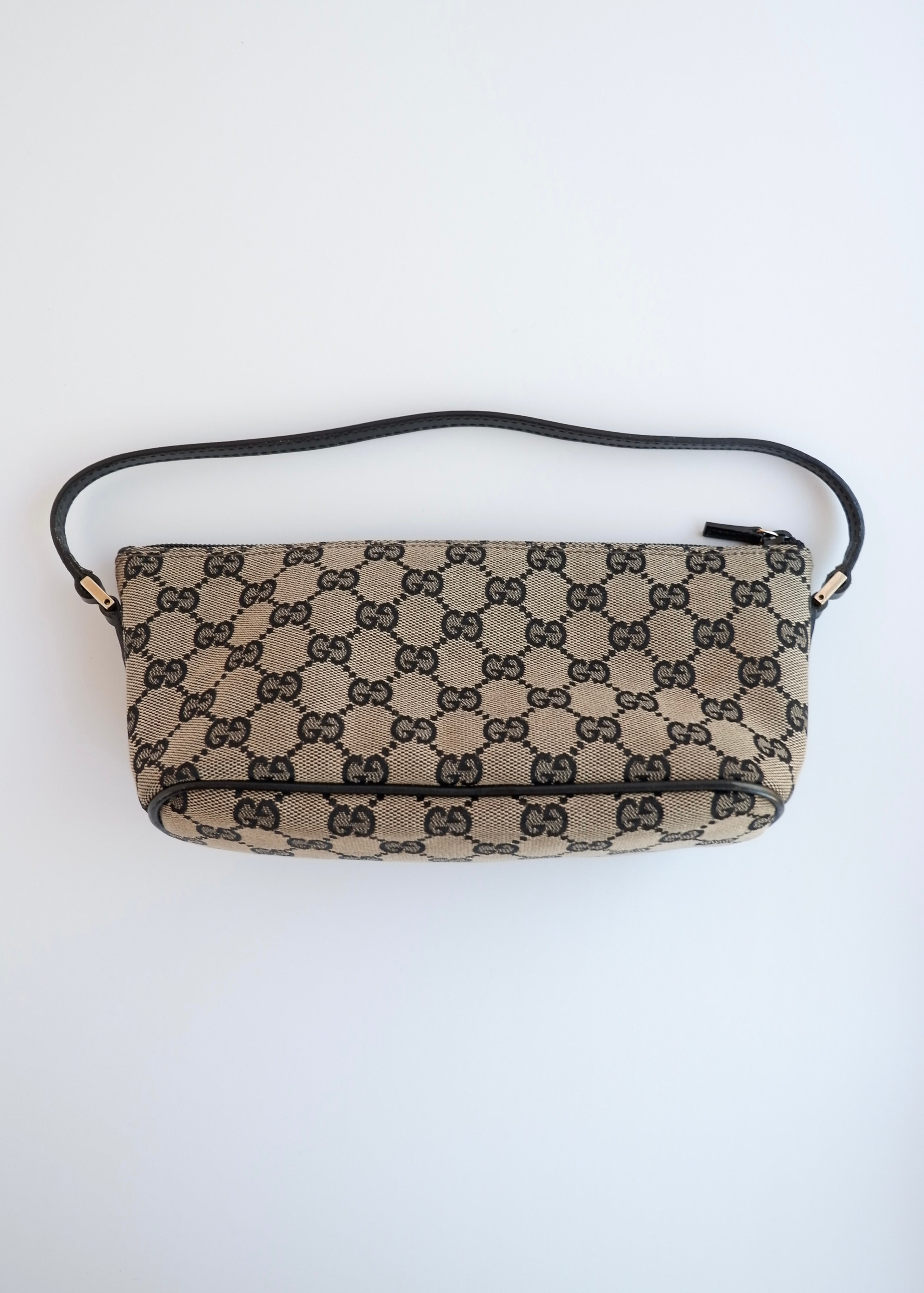 Authentic Preowned Gucci Black GG Canvas Boat Pochette Shoulder Bag