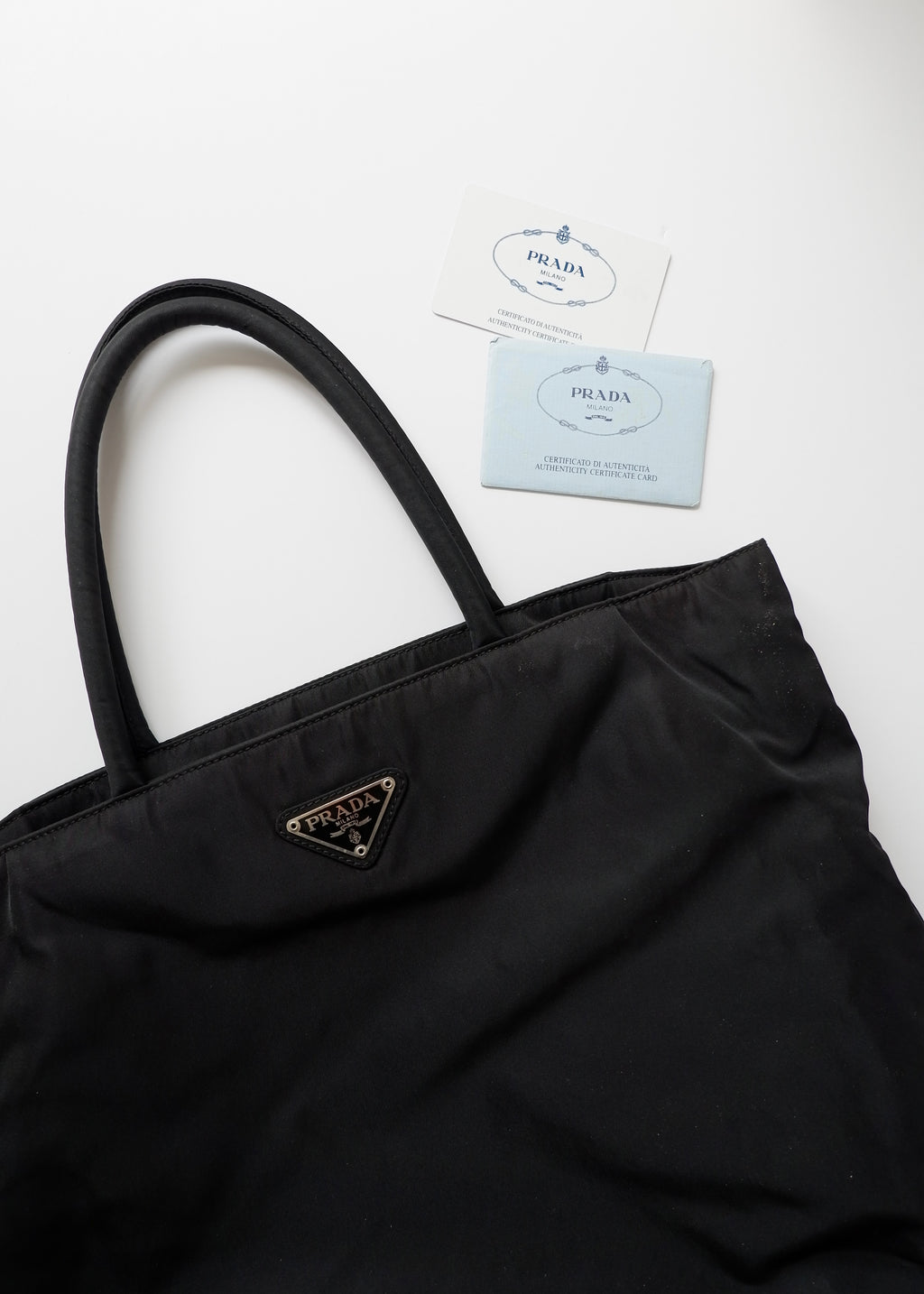 Authentic Prewned Prada Black Nylon Top Handle Handbag