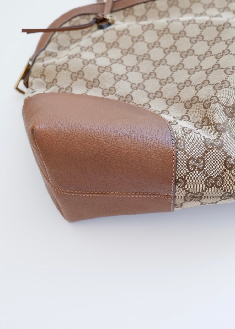 Preowned Gucci Brown GG Canvas Bowler Shoulder Bag