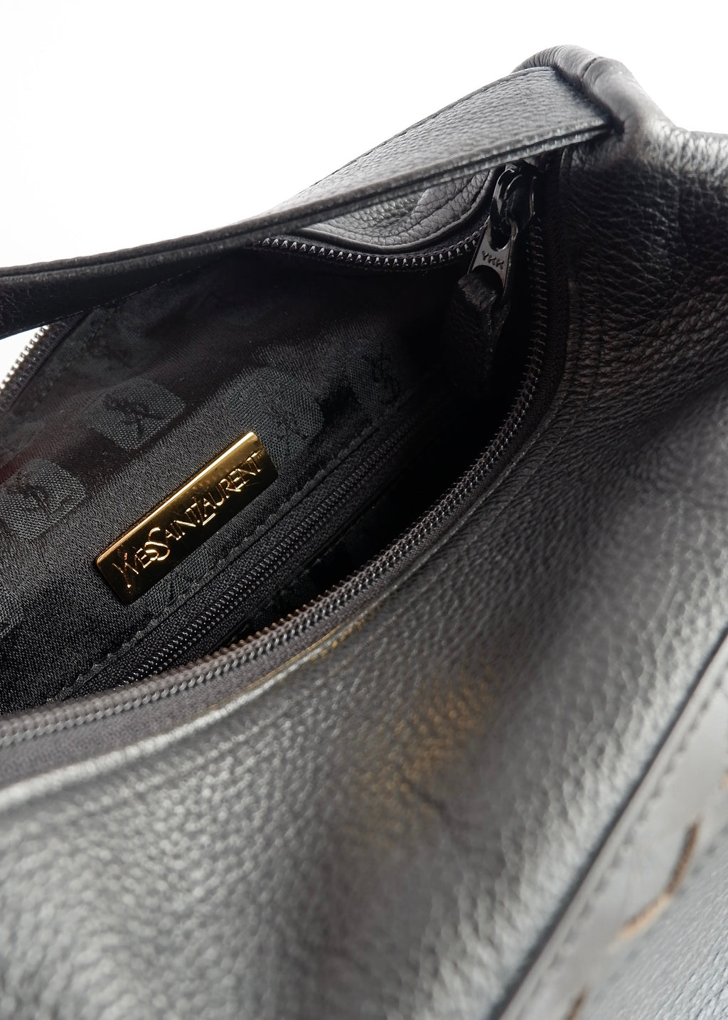 Sac à main YSL vintage authentique d'occasion en cuir grainé noir