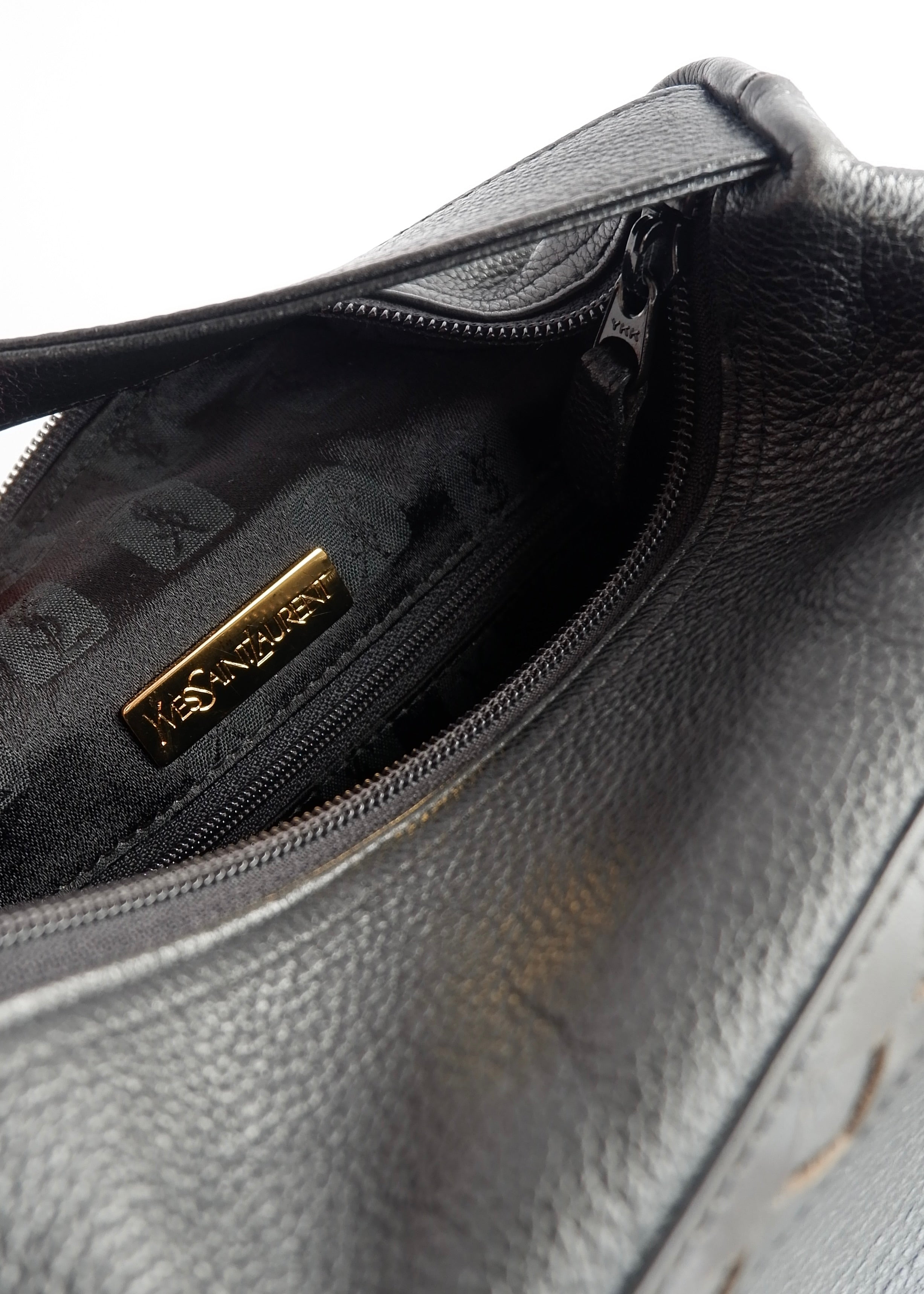 Sac à main YSL vintage authentique d'occasion en cuir grainé noir
