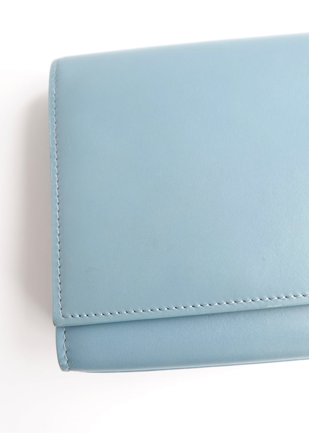 Authentic Preowned Saint Laurent Blue Leather YSL Logo Long Clutch Bag
