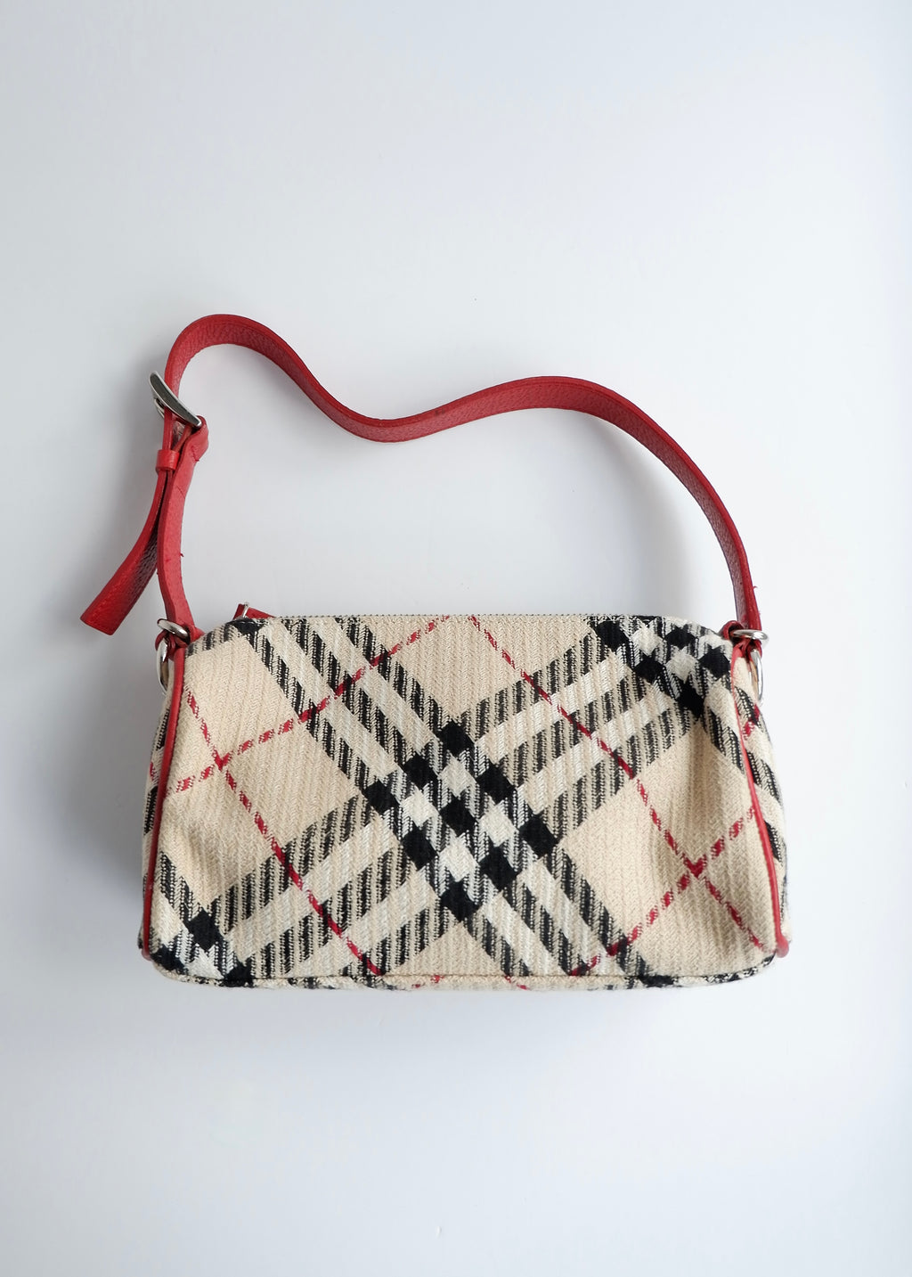 Authentic Preowned Burberry Red Novacheck Shoulder Bag