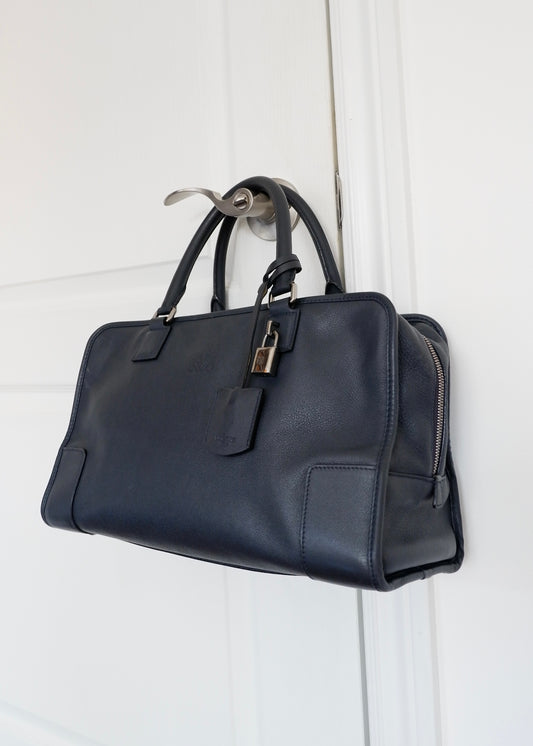 Authentic Preowned Loewe Navy Leather Amazona Handbag