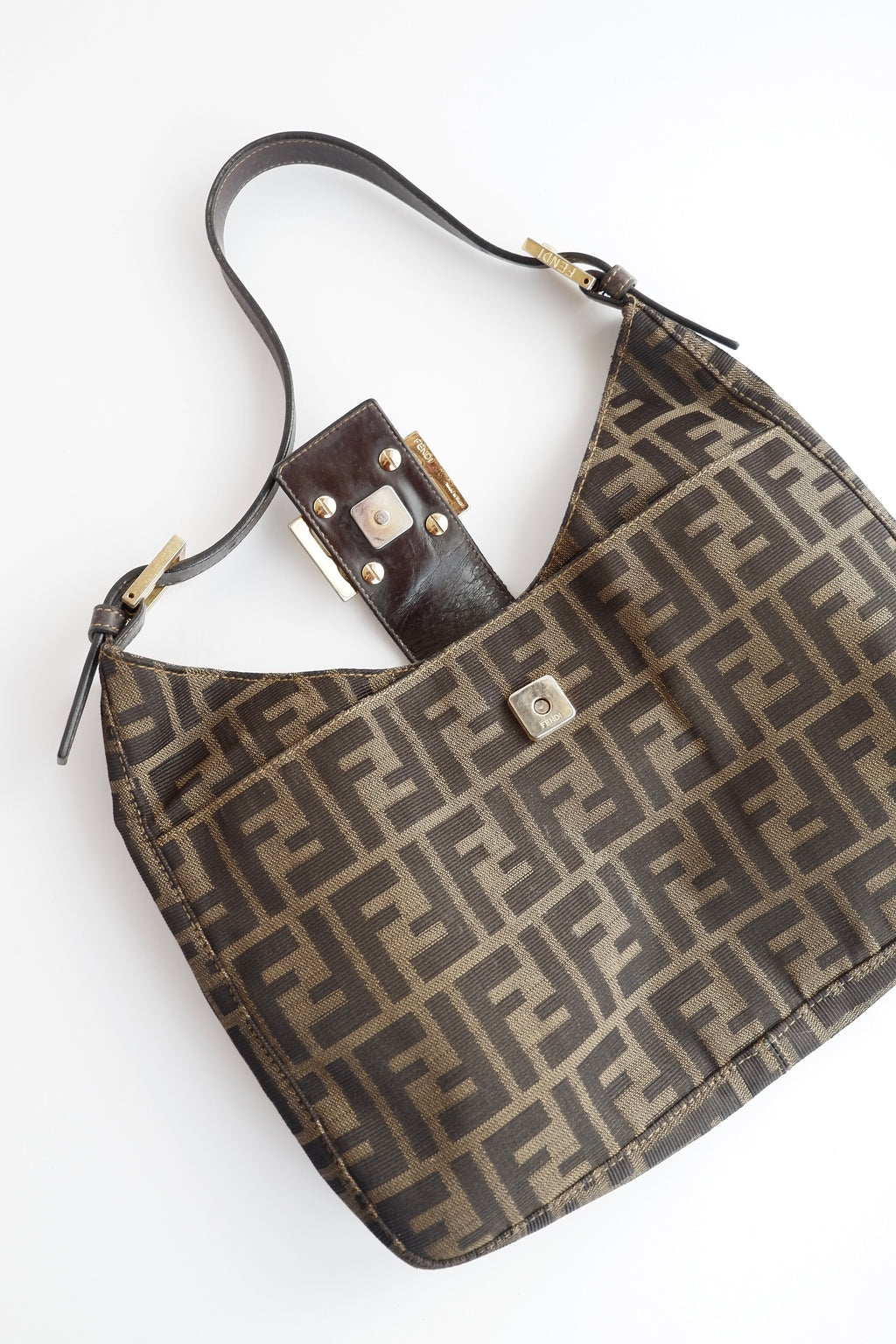 Authentic Preowned Fendi Brown Canvas Zucca Hobo Shoulder Bag