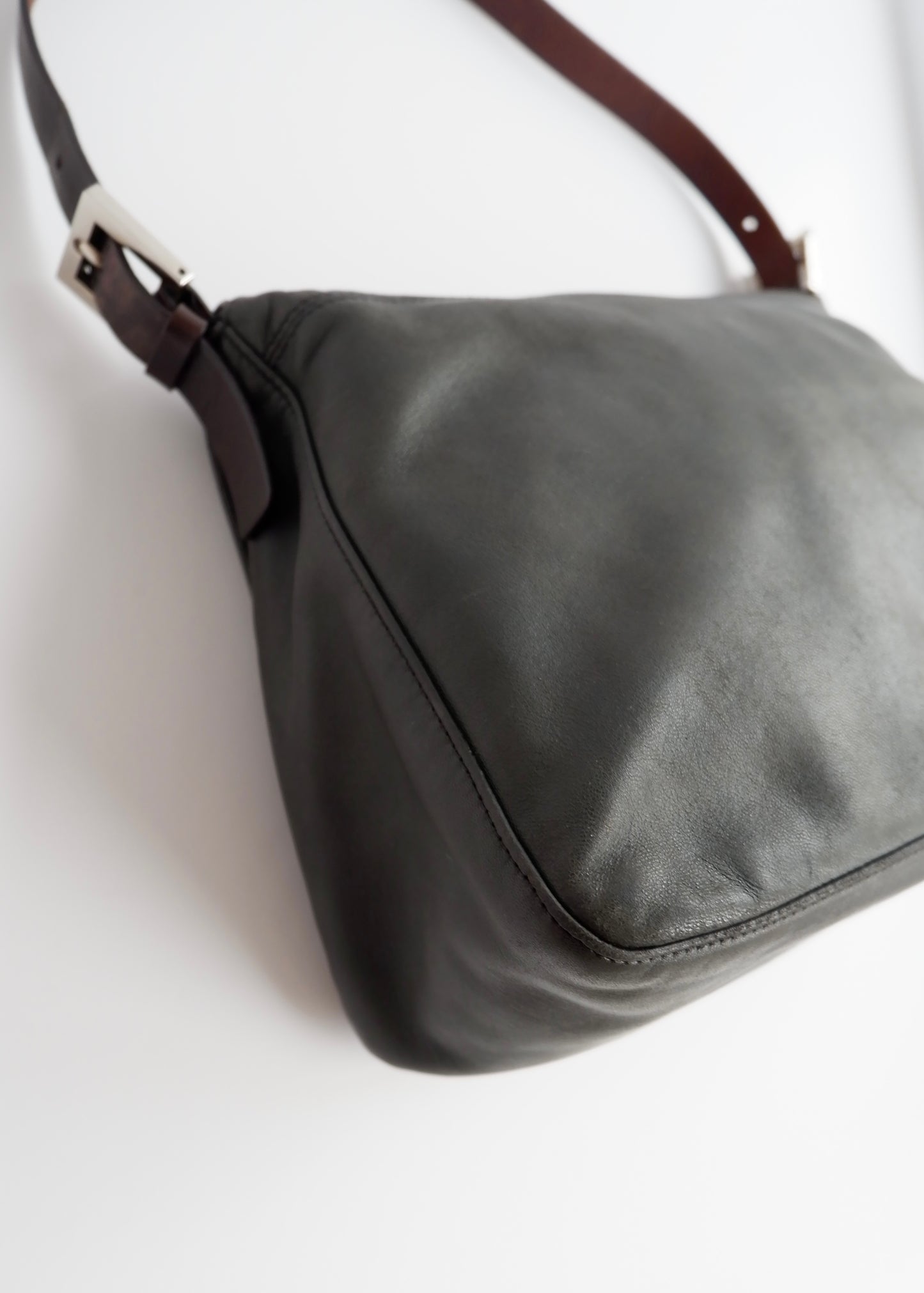 Authentic Preowned Fendi Black/Brown Leather Mamma Baguette Shoulder Bag