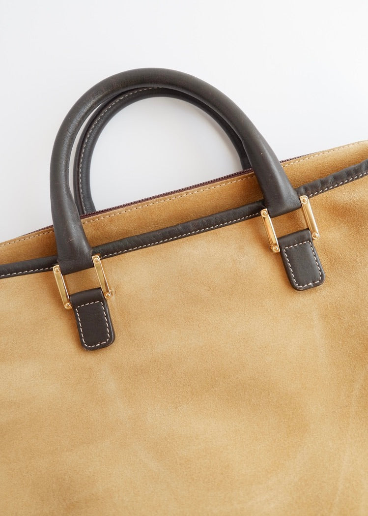 Sac à main Loewe Amazona Grand Modèle en Daim Marron Authentique d'Occasion