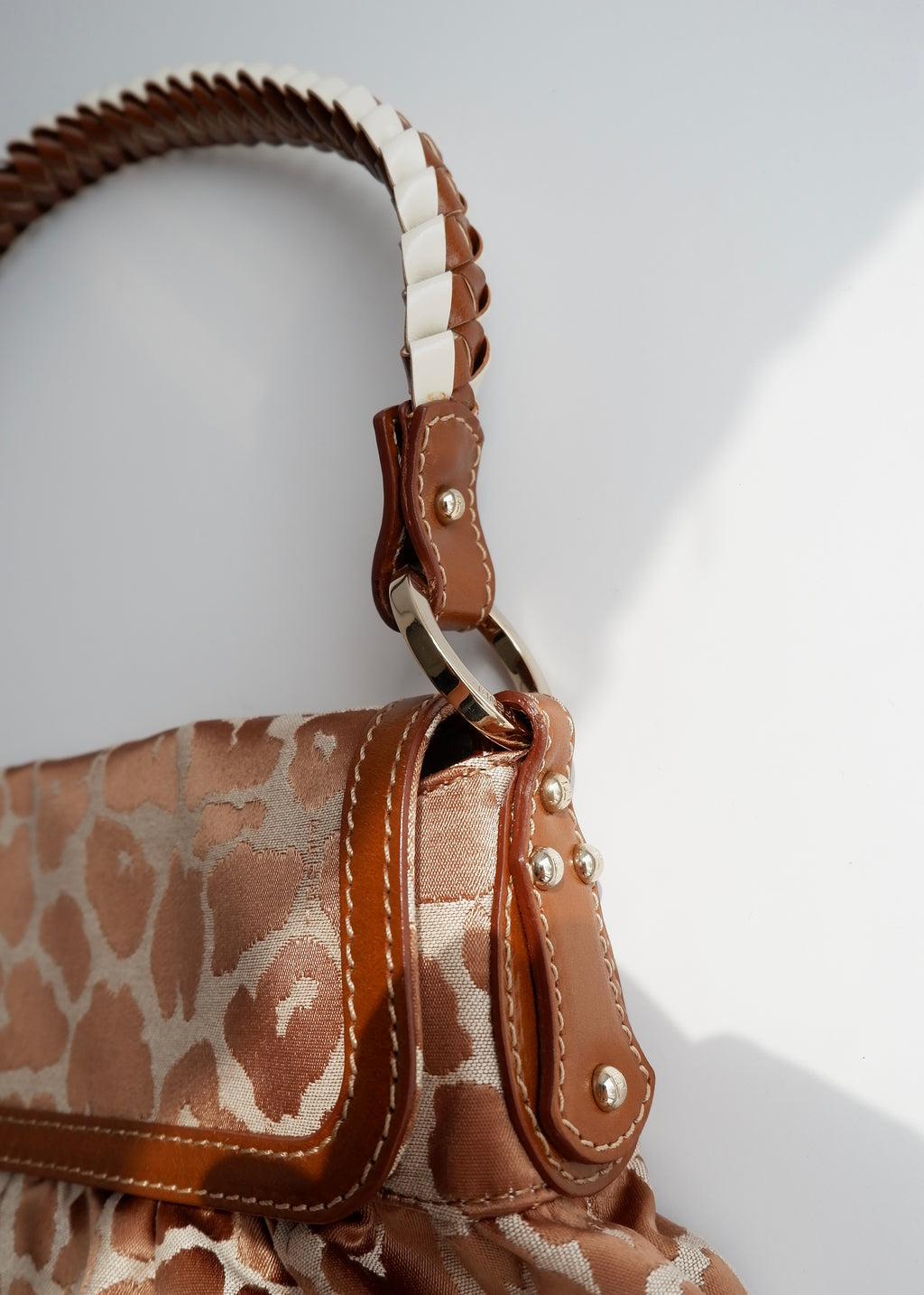 Authentic Preowned Fendi Brown Leopard Fabric Chef Shoulder Bag