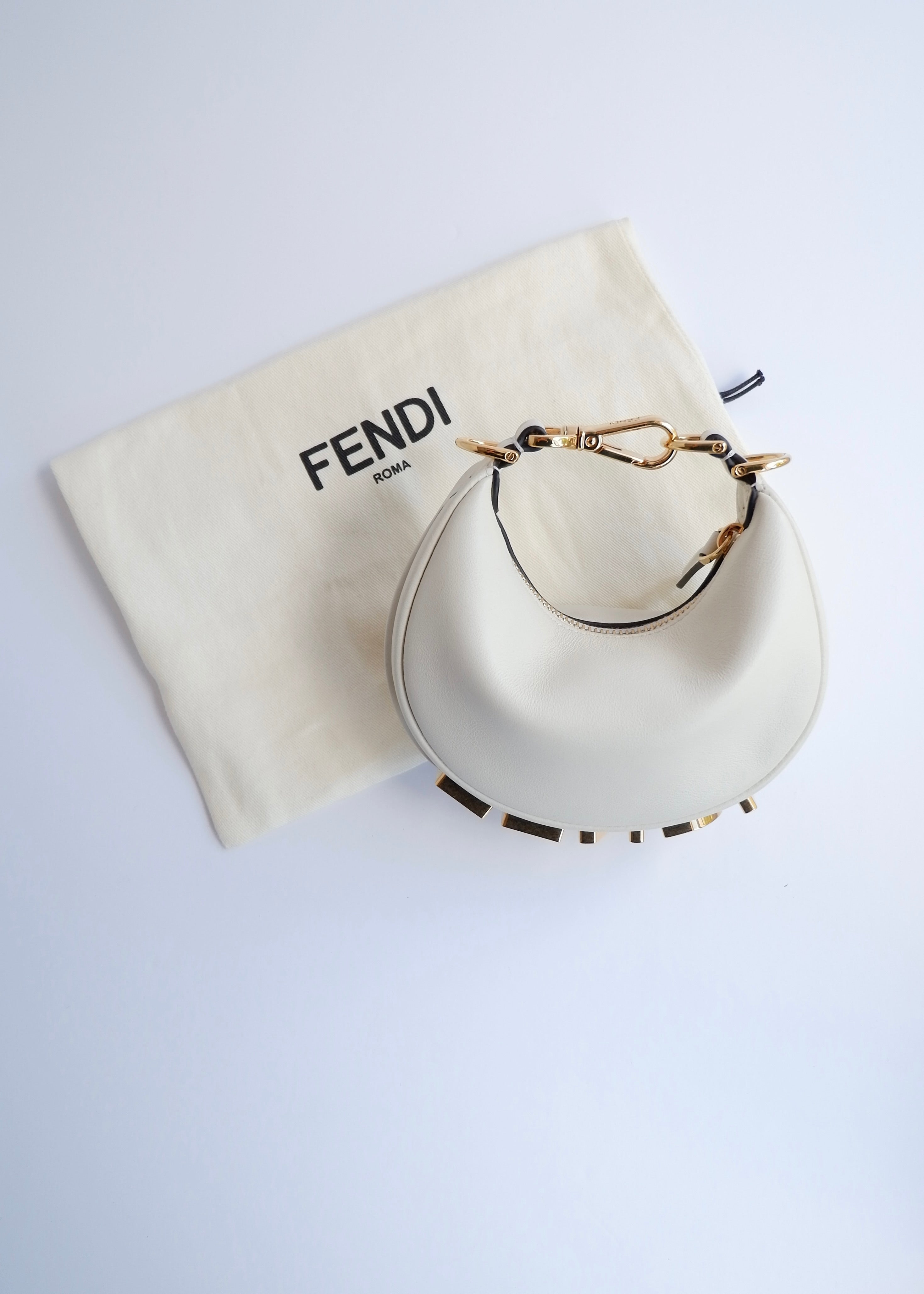 Authentic Preowned Fendi White Leather Nano Fendigraphy Handbag