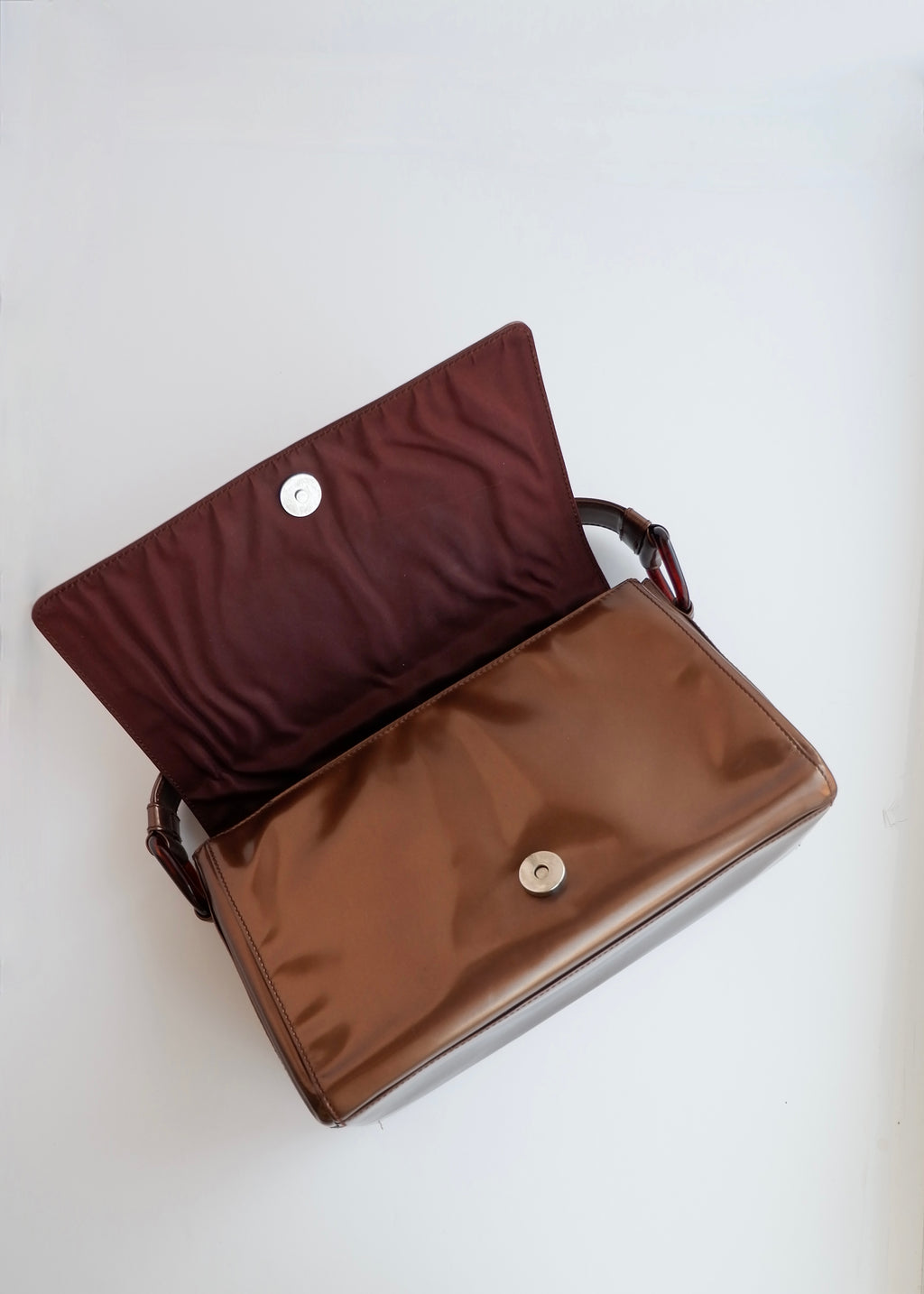Authentic Preowned Prada Bronze Patent Leather Handbag