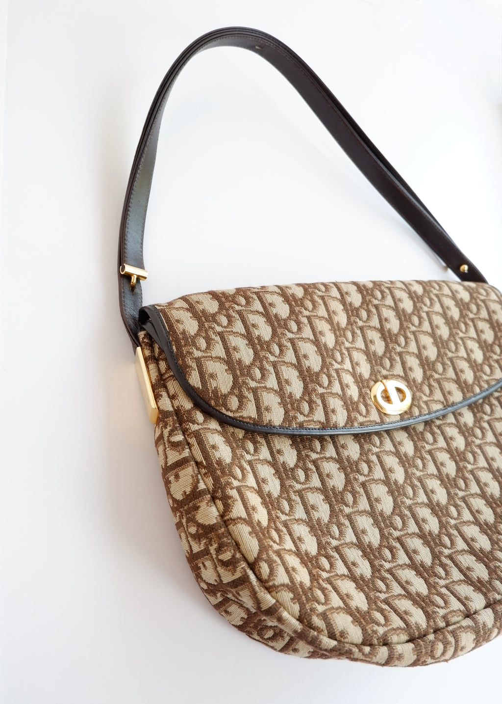 Preowned Vintage Dior Brown Trotter Shoulder Bag