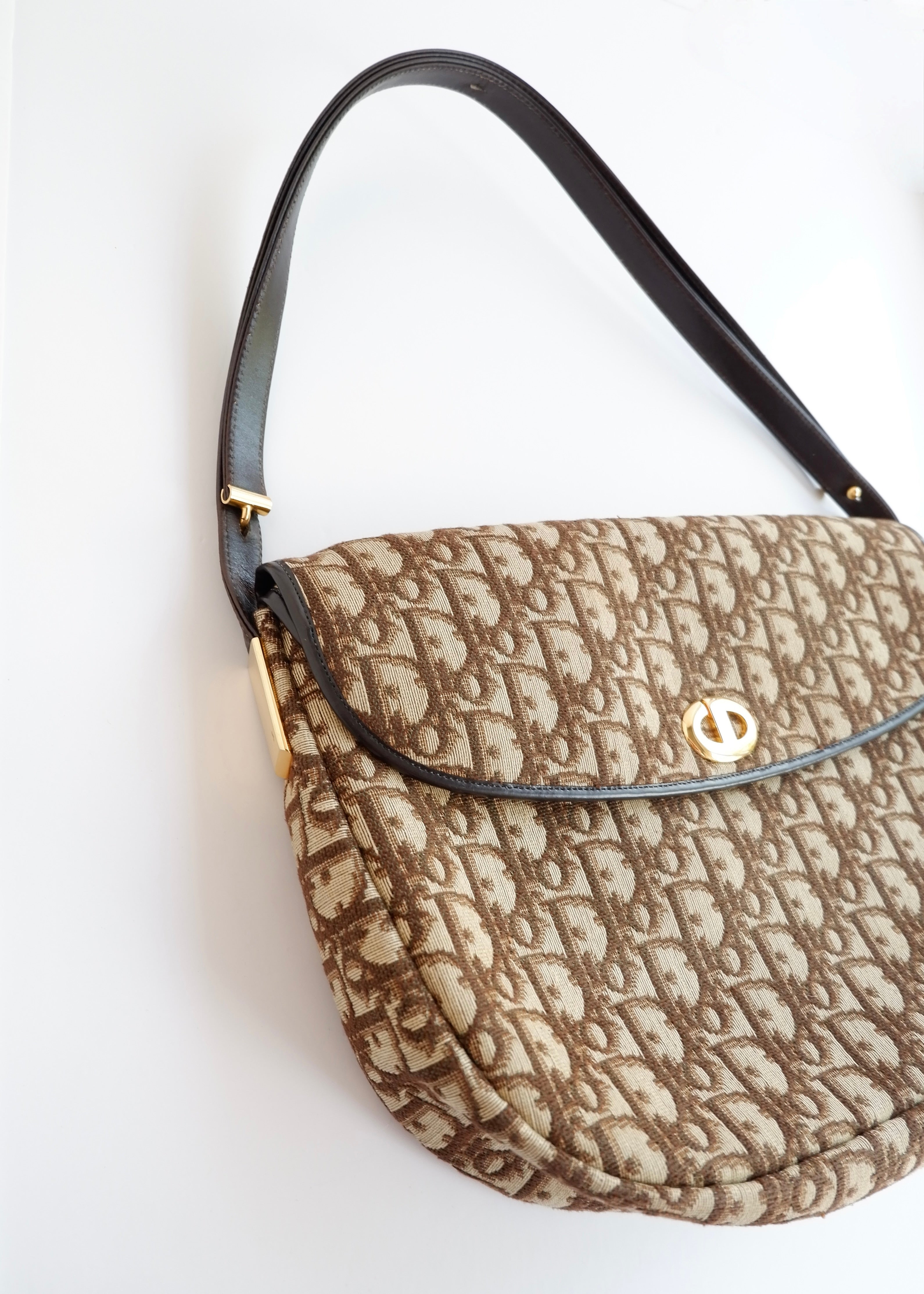 Preowned Vintage Dior Brown Trotter Shoulder Bag