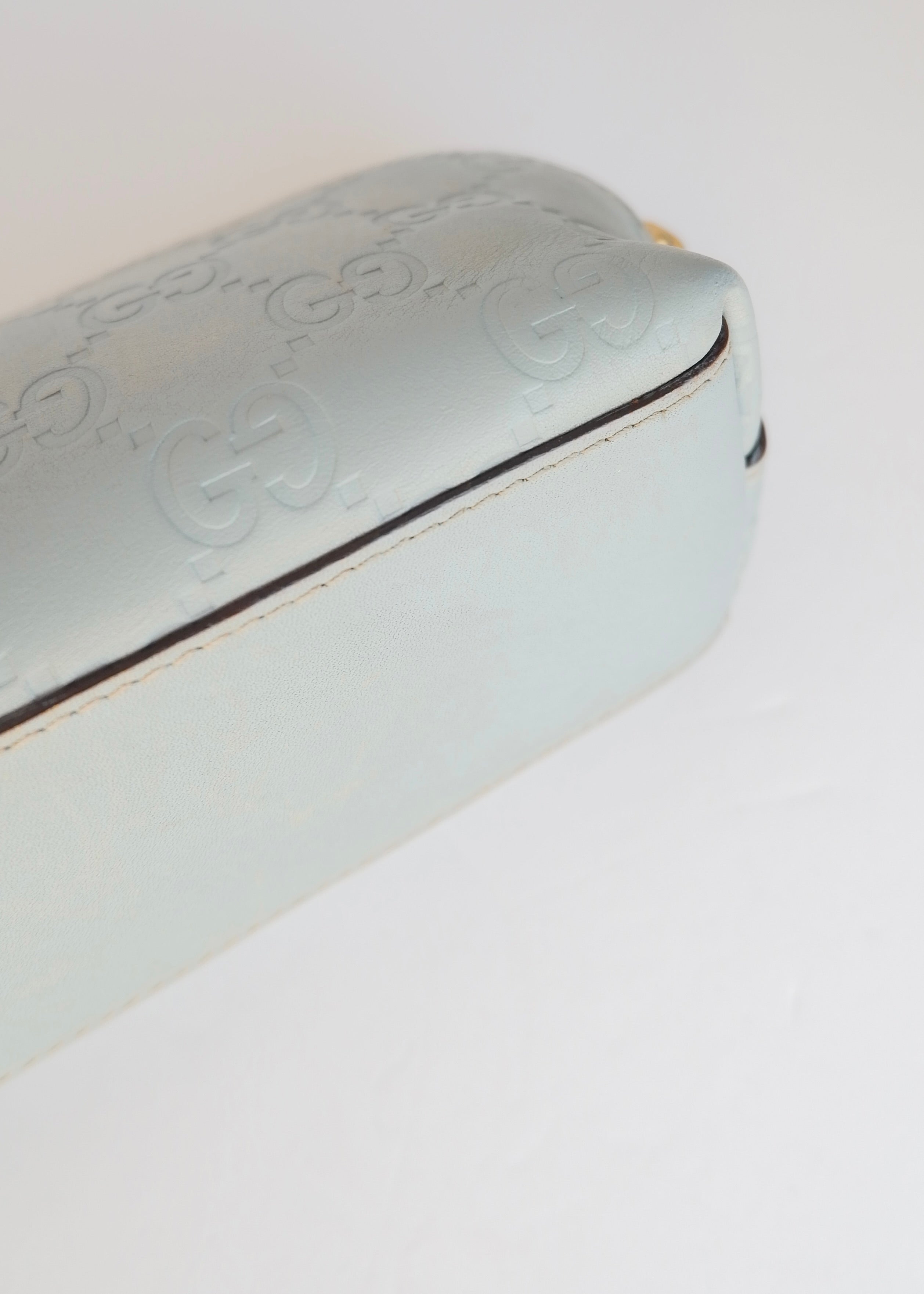 Preowned Gucci Blue Leather GG Pouch
