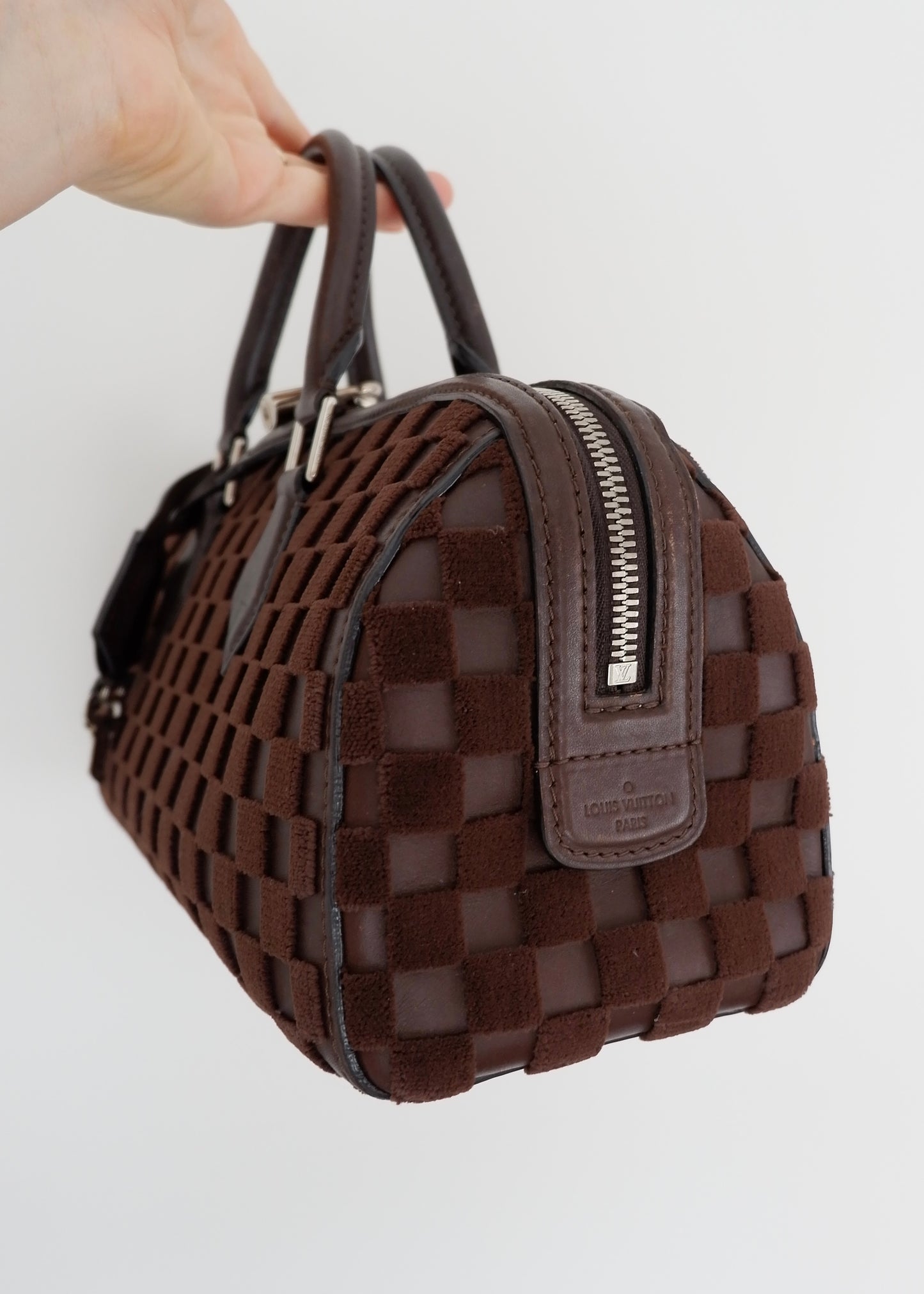 Authentic Preowned Louis Vuitton Damier Cubic Speedy East West Leather Brown Special Edition (Spring 2013) Hand Bag