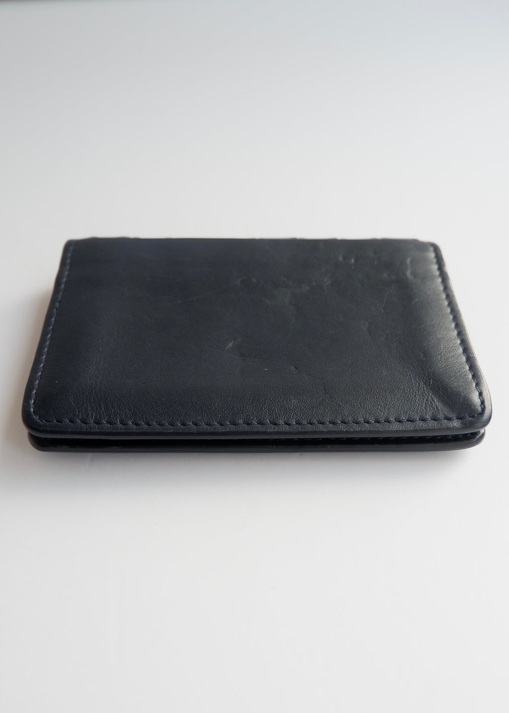 Preowned Bottega Veneta Navy Woven Leather Card Holder