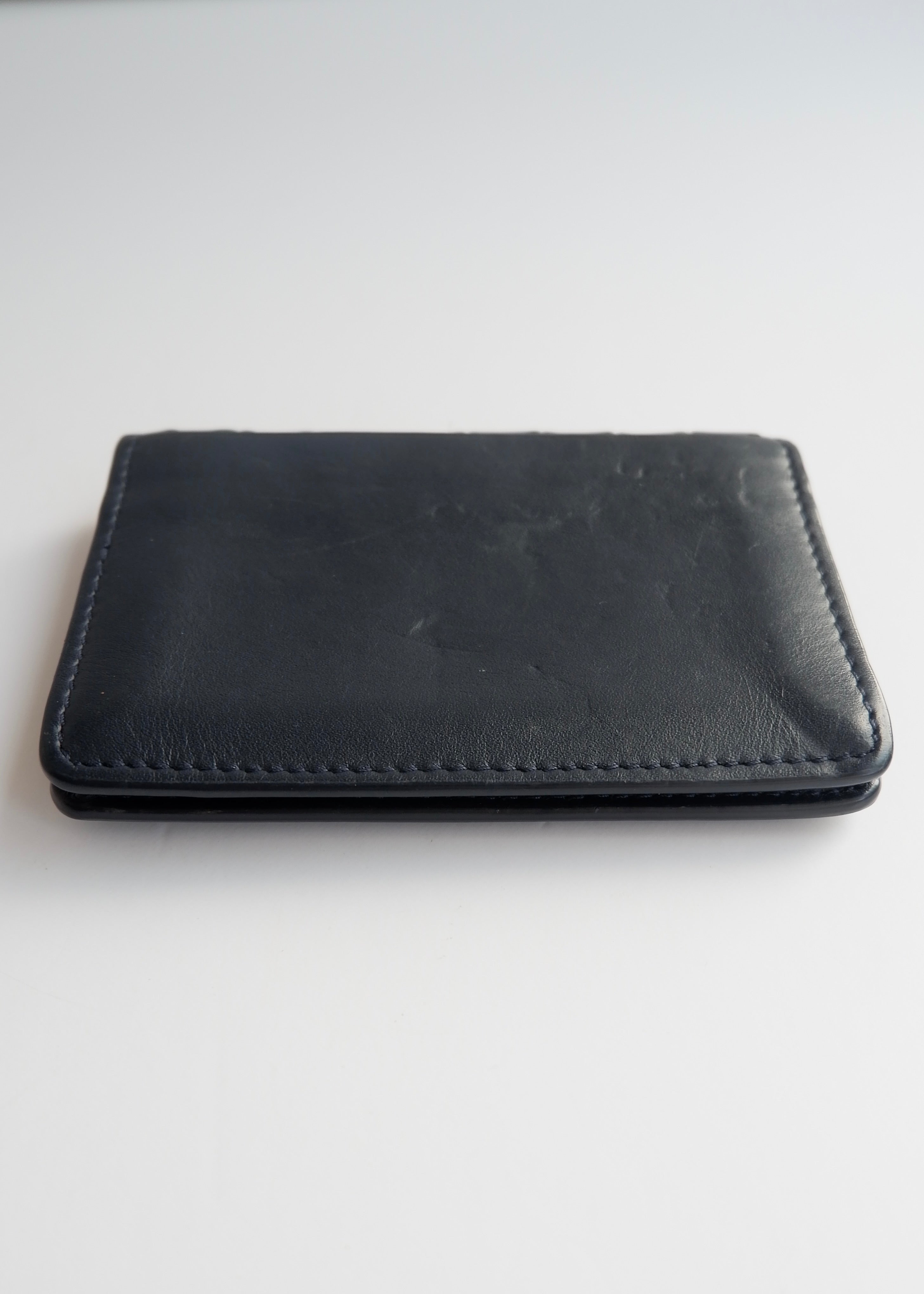 Preowned Bottega Veneta Navy Woven Leather Card Holder