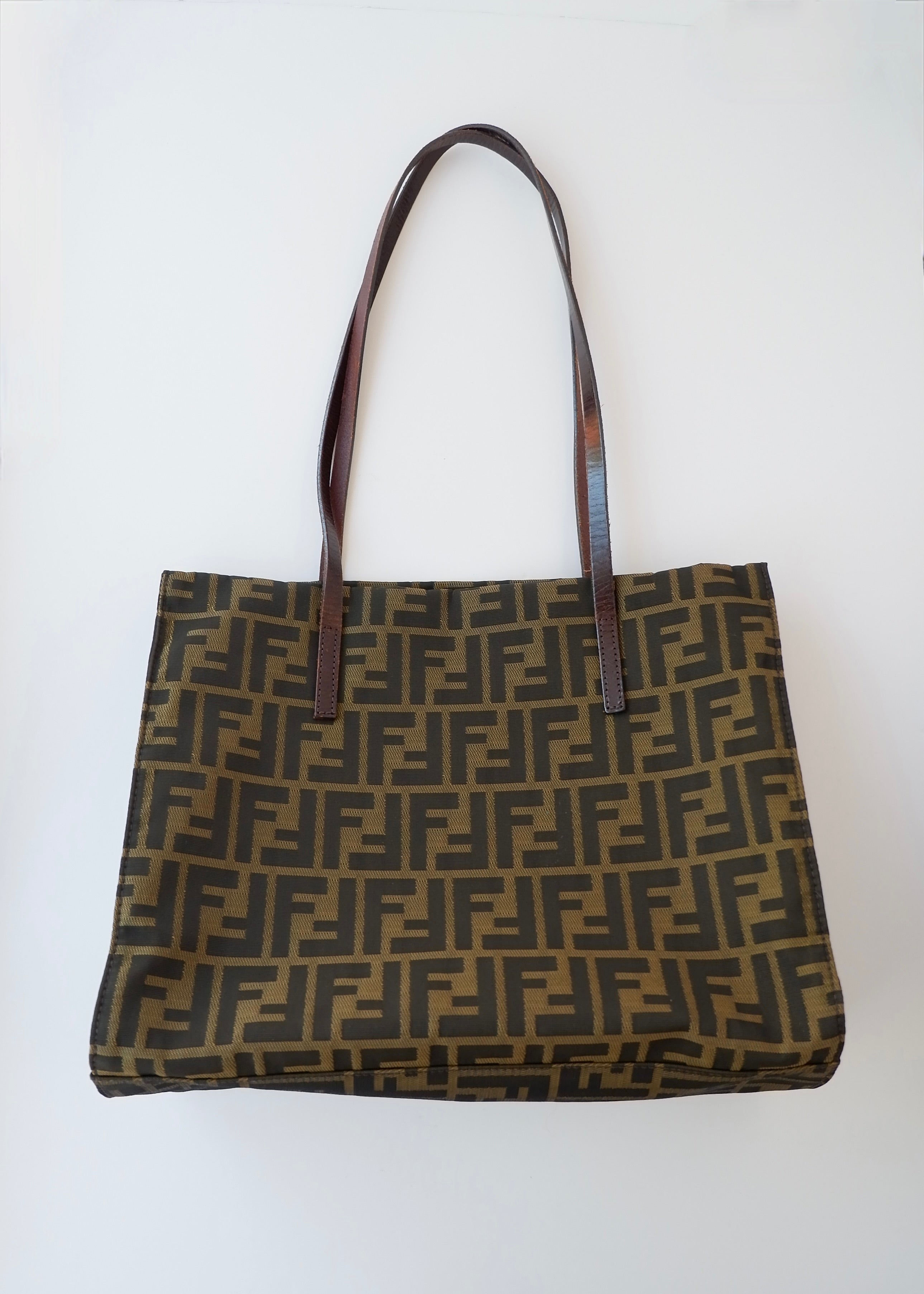 Preowned Vintage Fendi Brown Zucca Canvas Shoulder Tote