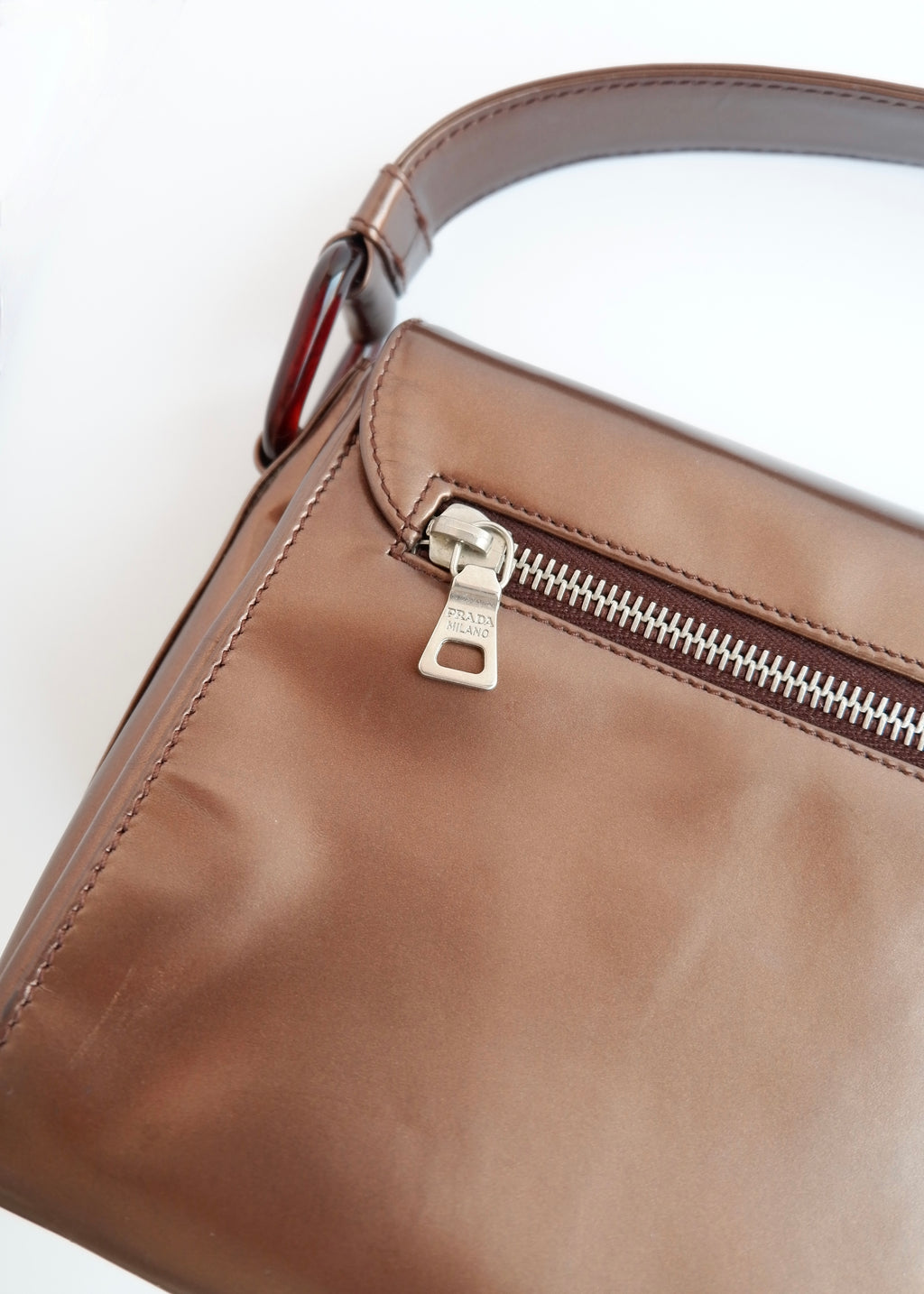 Authentic Preowned Prada Bronze Patent Leather Handbag