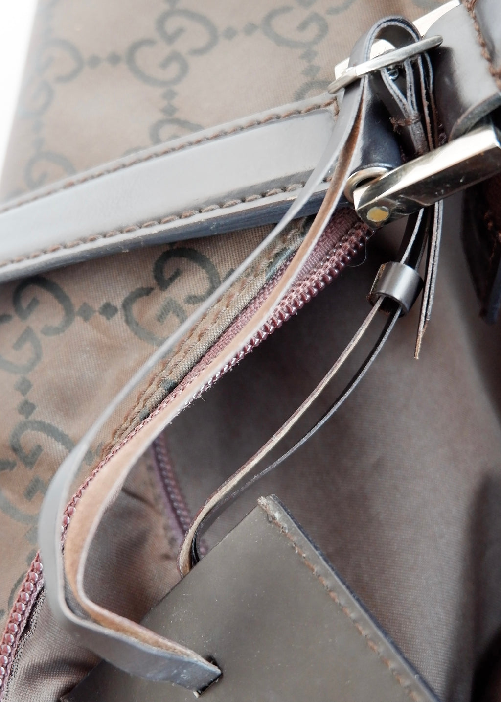 Authentic Preowned Gucci Brown GG Nylon Extra Large Hobo Bag