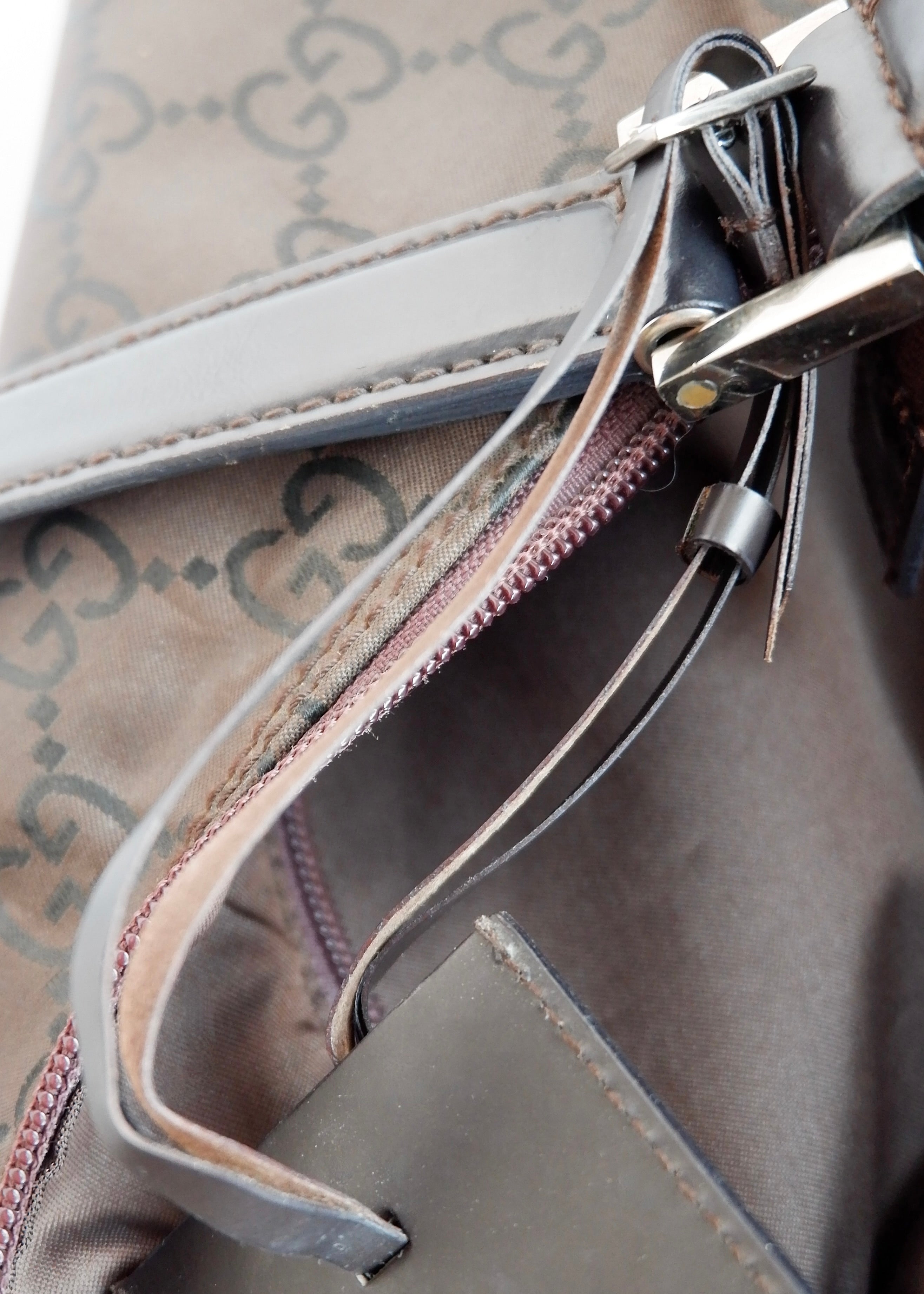 Authentic Preowned Gucci Brown GG Nylon Extra Large Hobo Bag