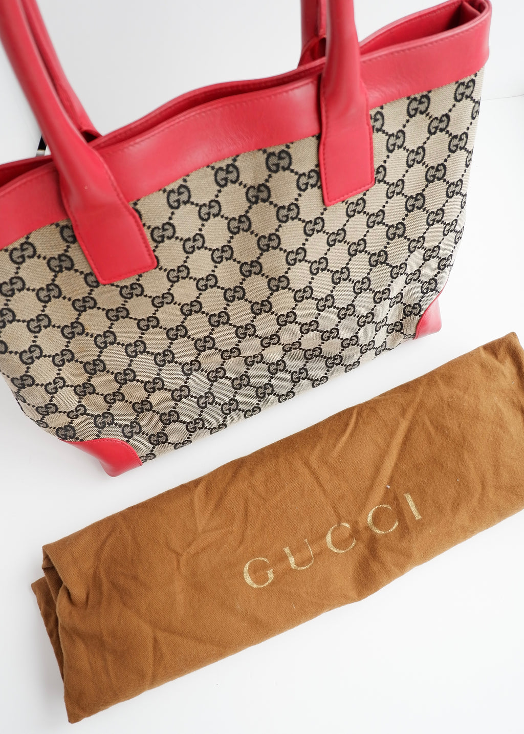 Authentic Preowned Gucci GG Canvas Red/ Navy Shoulder Bag