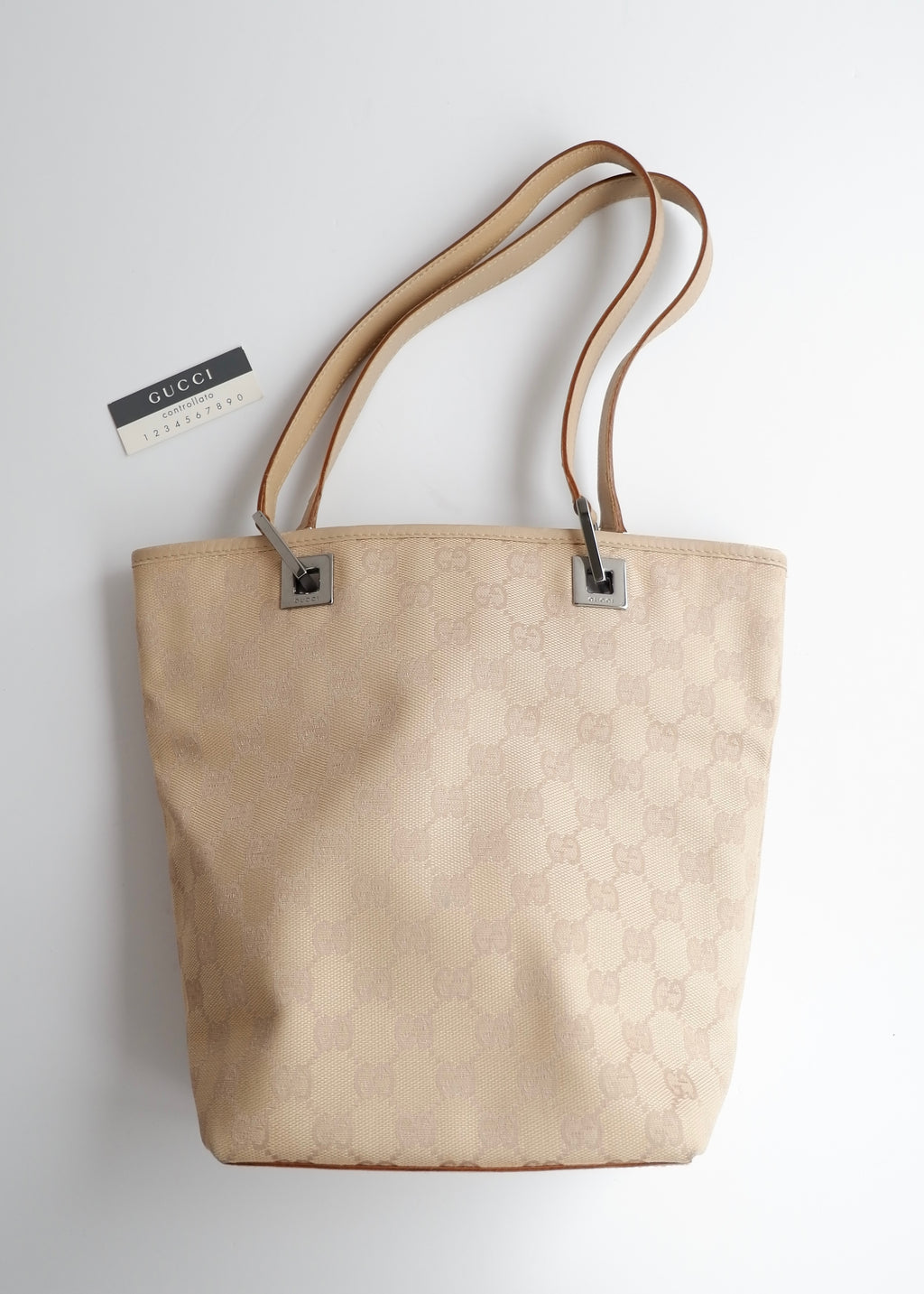 Authentic Preowned Gucci Light Beige GG Canvas Shoulder Tote
